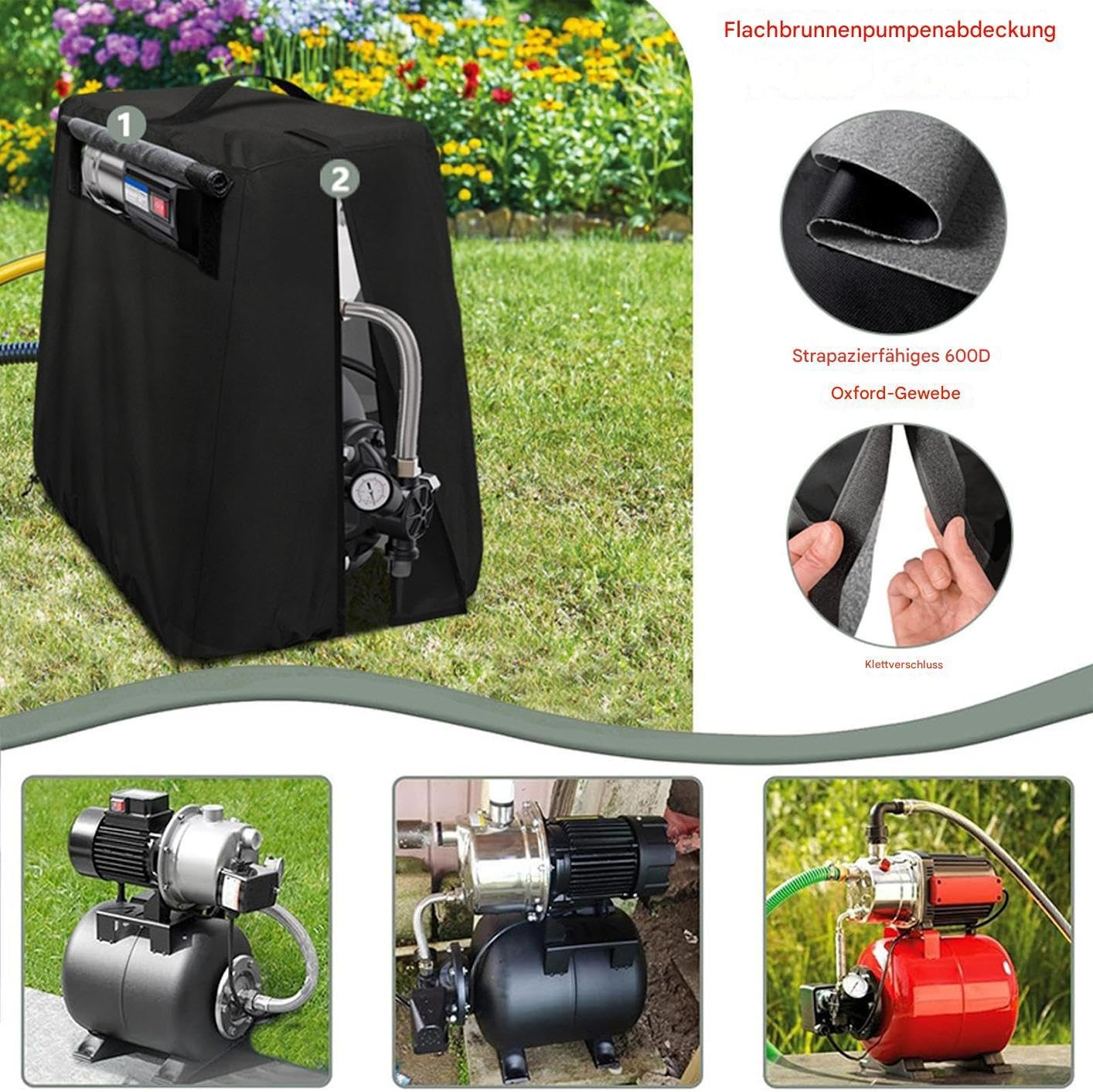 Cover for Fountain Pumps, Waterproof and Uv-Resistant Protection, 74 X 48 Cm, Well Pump Protective Cover with Handle, for the Garden, Yard and Irrigation Systems image number 2