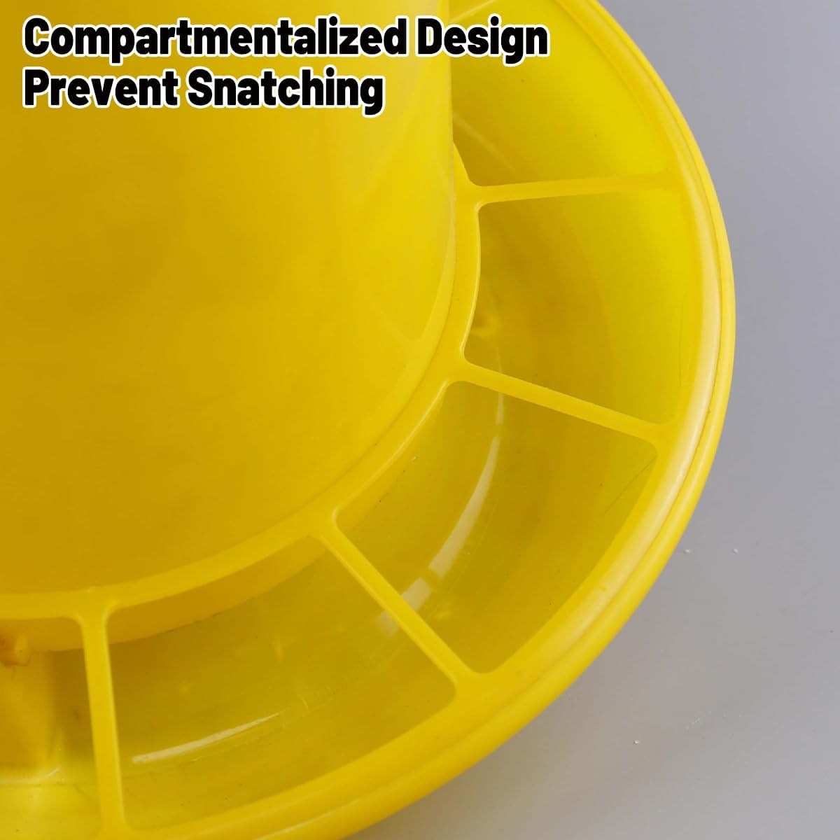 AIMALL Plastic Chicken Feeder Barrel with Anti-Snatch Dividers, 1.5L&ndash;10L Poultry Feed Trough for Farm Chickens and Hens, Hanging and Ground Feeding Basin image number 4