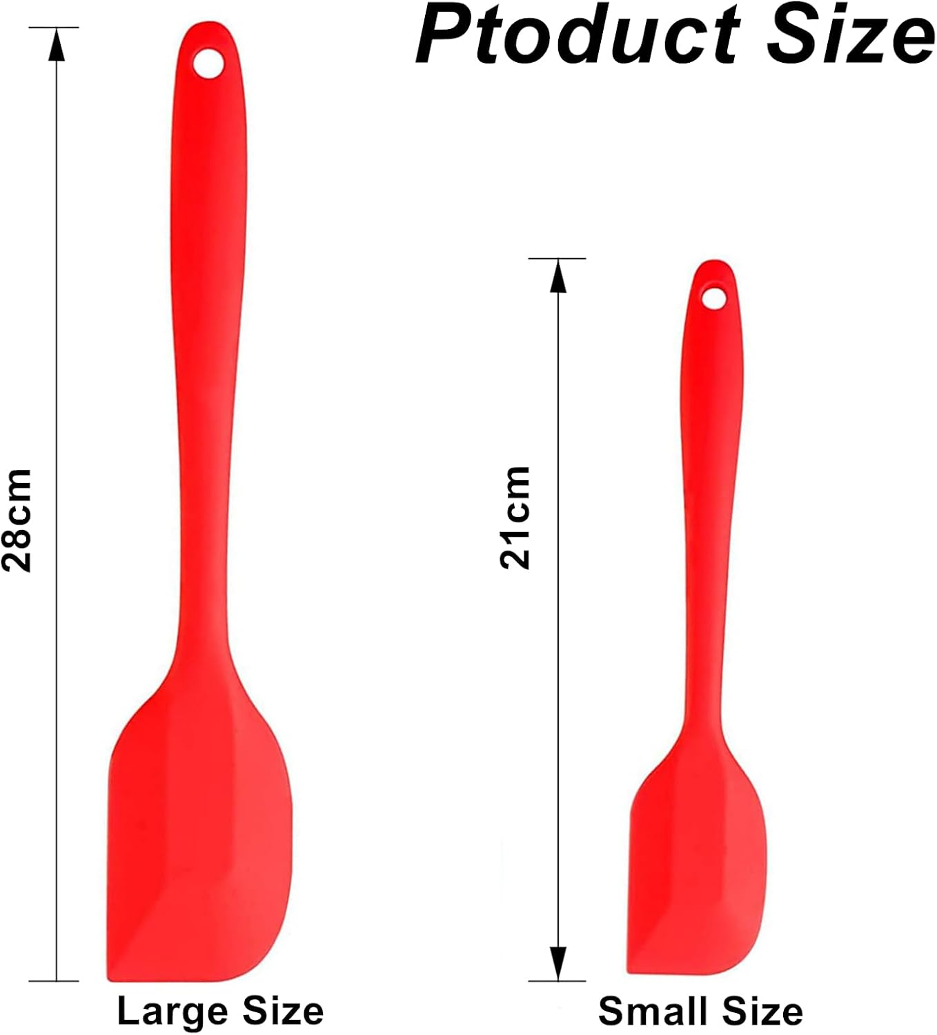 NASHRIO 2 Pcs Heat Resistant Spatulas, Red Food Grade Silicone Rubber Spatula Set for Baking, Cooking, and Mixing High Heat Resistant image number 1