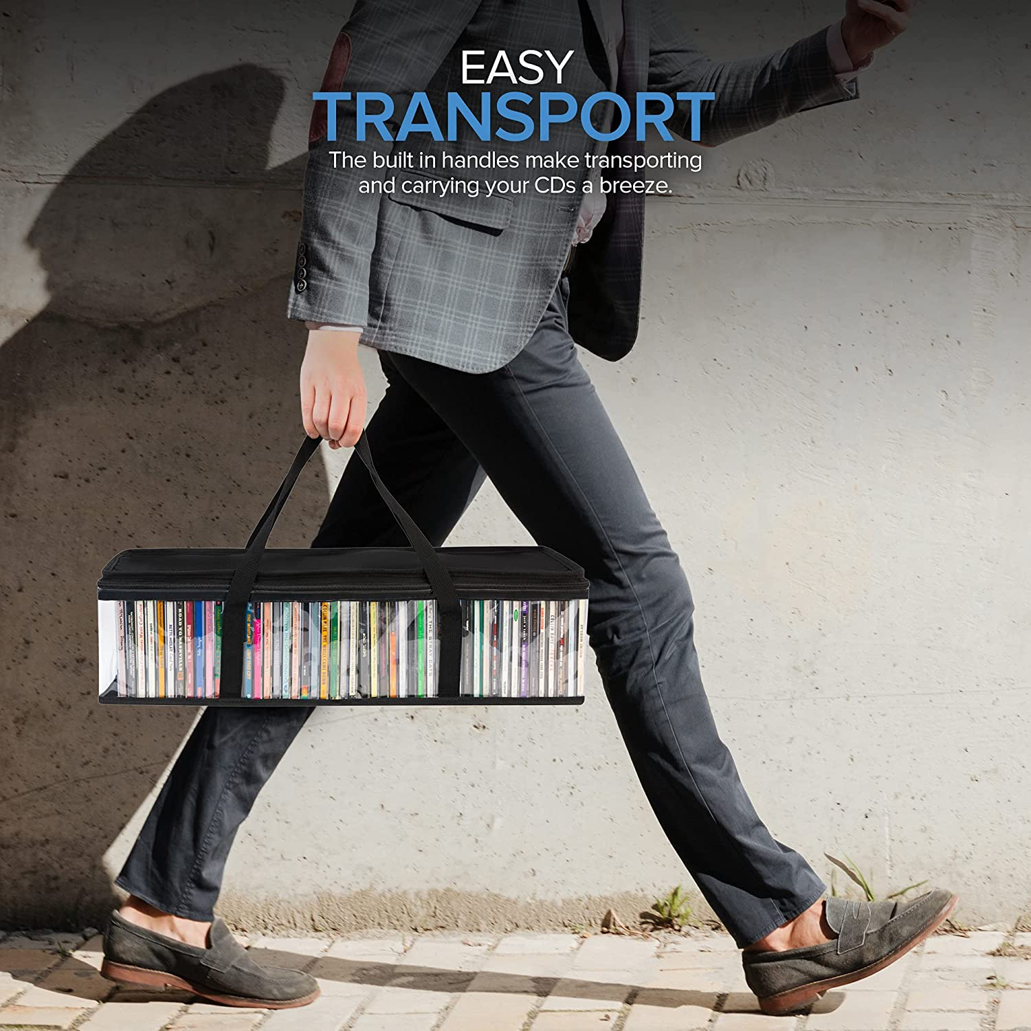 Stock Your Home CD Storage Bags (6 Pack) - Transparent PVC Media Storage - Water Resistant CD Holder Case with Handles - Clear Plastic Carrying Game Bag Storage for Cds, Albums, Video Games, Books image number 6