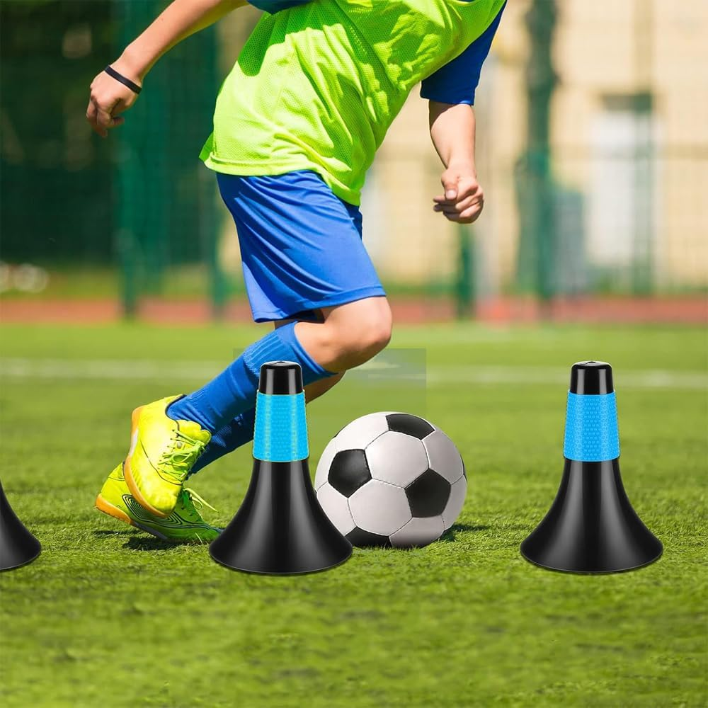 8 Pcs Durable Sport Cones for Basketball Soccer Training, Agility, Plastic Horn Logo Bucket Obstacle Skill Development - High Visibility Field Markers for Sports, Gym Outdoor Use image number 3