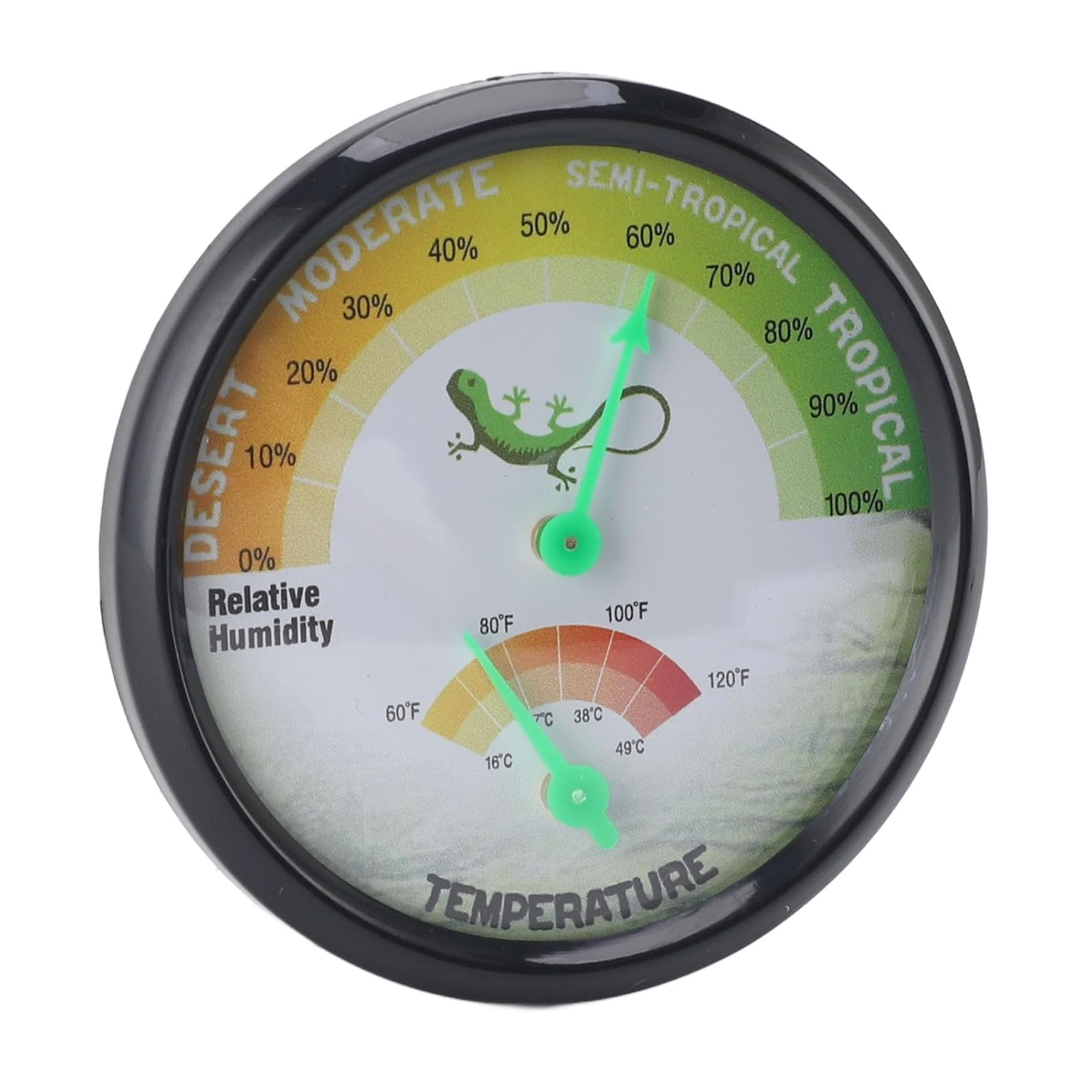 Fdit High Precision Mechanical Dial Thermometer Hygrometer Temperature Humidity for Pets Reptiles, No Battery Needed ABS PC Aluminum Dial Compact Design for Pet Crate or Small Spaces image number 4