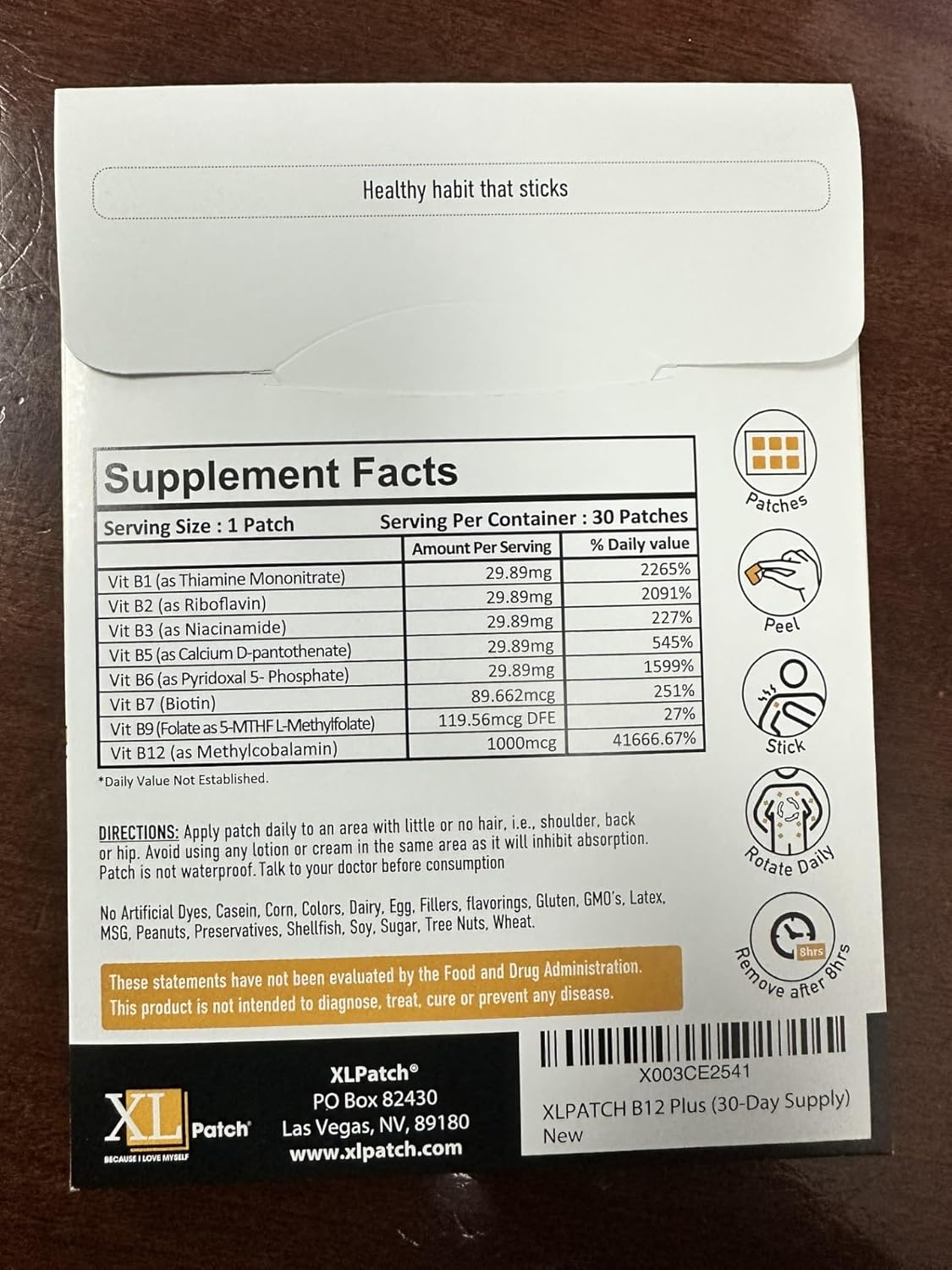 Activated Methyl B12 Patches 30 Days - Maintains Vitamin B12 in Normal Range - Vitamin B Aids in Metabolic Reactions & Amino Acid Synthesis