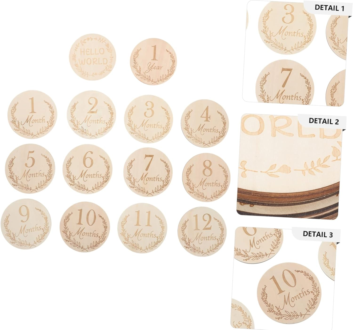 SUPVOX 14Pcs Wooden Milestone Cards for Newborn Boy and Girl Creative Birthday Growth Photo Props with Footprint and Months Signs Keepsake Parents image number 1