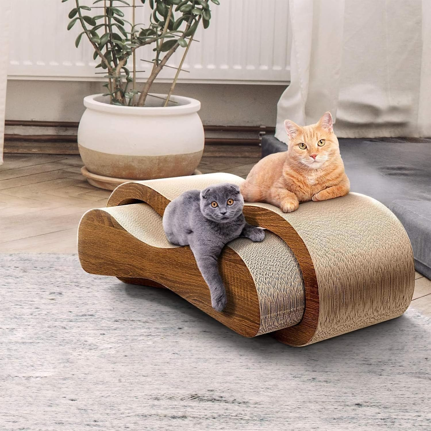 Cozioz 2-In-1 Cat Scratcher and Lounge Bed - Durable Cardboard Pads, Scratching Post, Protects Furniture, Large (2-In-1 L) image number 2