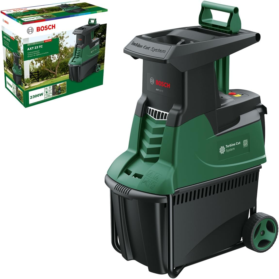 Bosch 2300W Quiet Corded Electric Turbine Shredder Mulcher, Fast Auto Shredding of Greenery, Hard/Soft Wood & Palm Fronds, 42Mm Cutting Capacity, 53L Collection Box (AXT 23 TC). Made in Europe image number 6