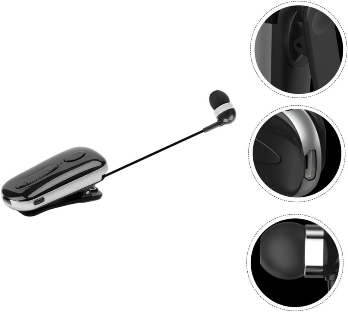 IWOWHERO Clip-On Wireless Earbud Retractable Headphone Mini Sports Earphone Lightweight Design for Outdoor Running and Exercise Black image number 6
