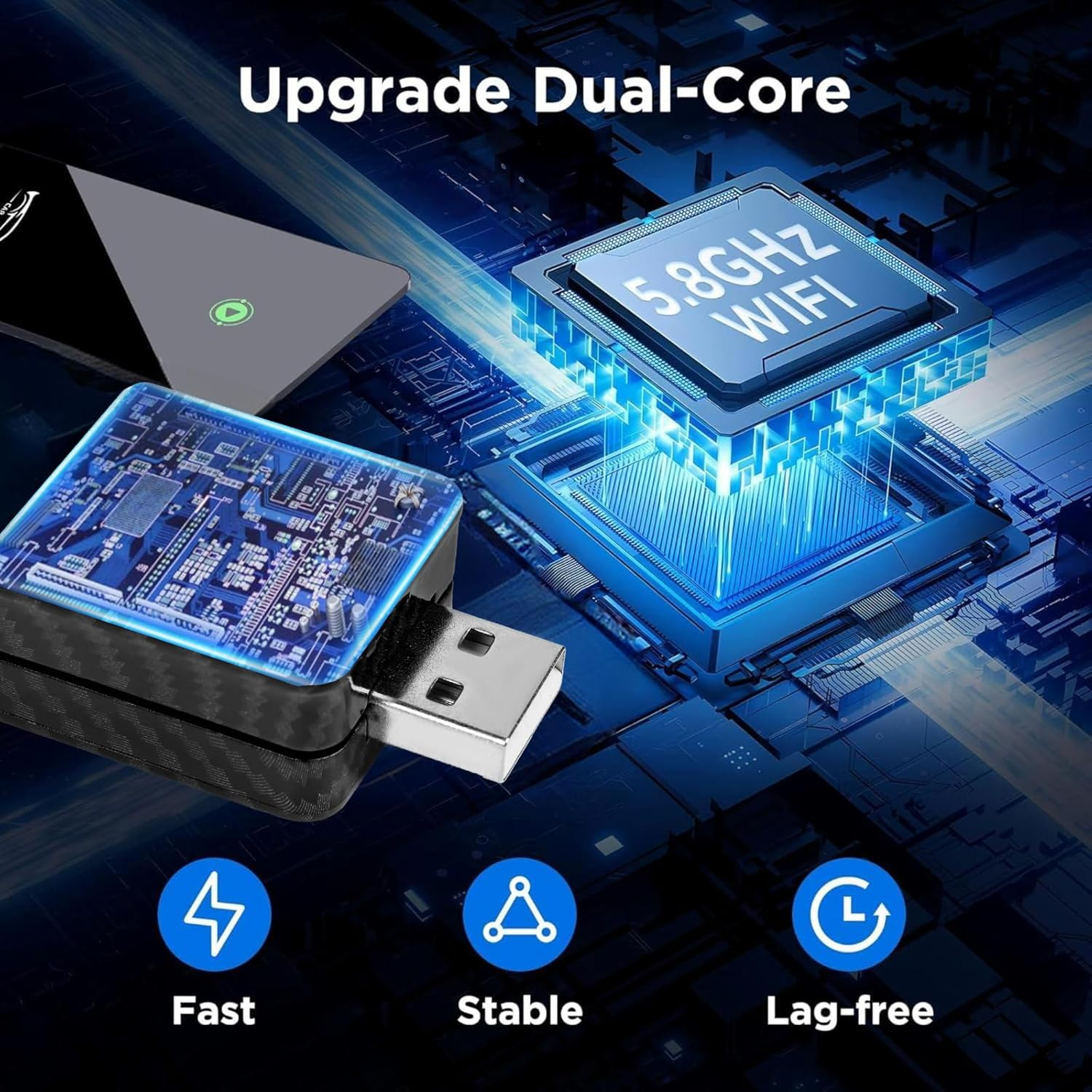 Zurligi 2 in 1 Wireless Carplay Adapter & Android Auto Adapter, 2025 Upgraded, Converts Wired to Wireless, Plug & Play, 5Ghz Wifi Auto Connect Compatible with OEM Wired Carplay & Android Cars (S) image number 1