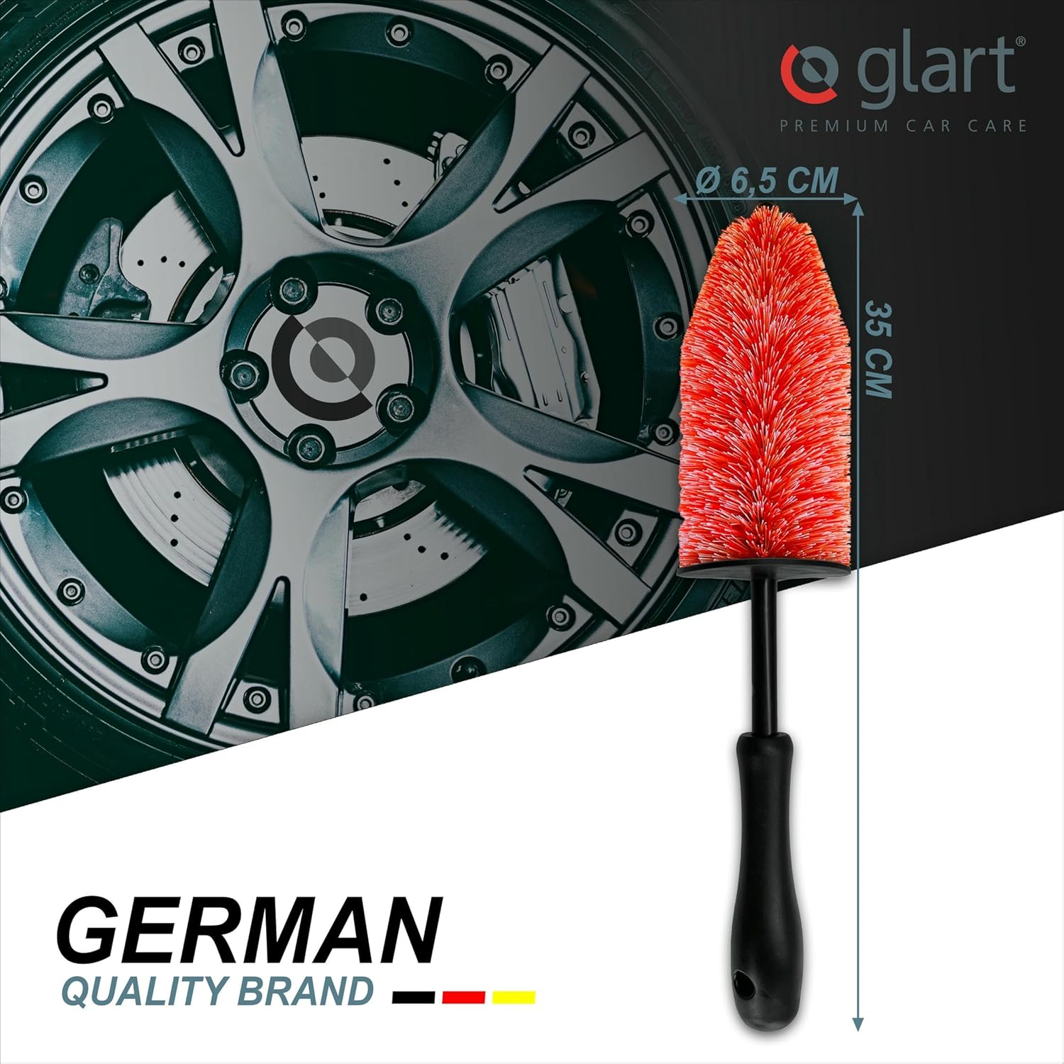 Glart 44FB Wheel Brush for Aluminium and Steel Rims, Black/Blue, 2.0 Cm*30.0 Cm*10.0 Cm image number 3