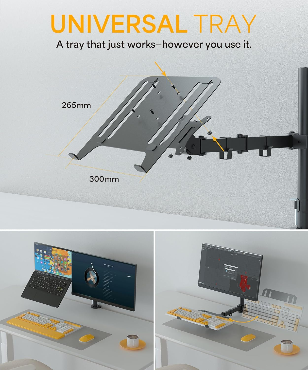 Neatzon Laptop and Monitor Arm &ndash; Sleek Desk Mount for Notebook and Screen up to 8Kg, Ergonomic Articulating Stand with Cable Management, VESA Compatible NZ-ARM-02