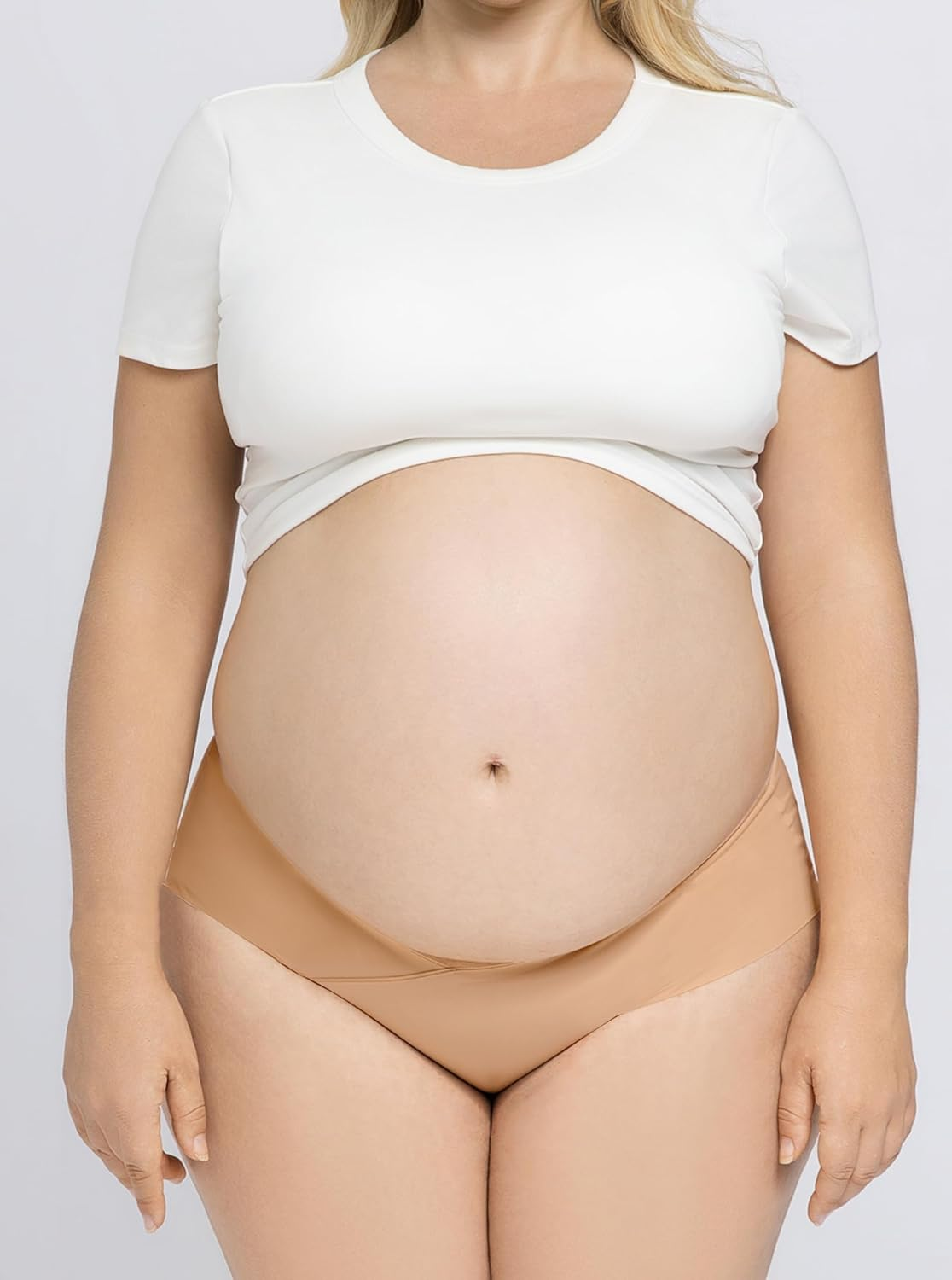 Angelhood Seamless Maternity Underwear for Women, Pregnancy Postpartum Panties No Show Bikini under Bump Pack of 5, 3 image number 6