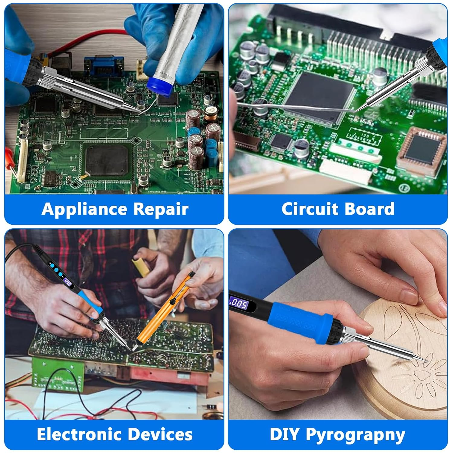 Soldering Station 90 W with LCD Temperature Control (180-500 &deg;C) - Soldering Iron Set Including 5 Soldering Tips, Desoldering Pump, Side Cutters, Soldering Stand and Tweezers - Welding Accessories image number 2