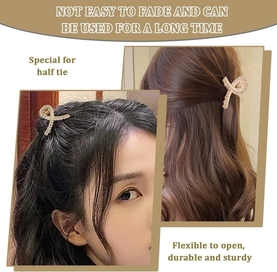 Small Hair Clips, Pack of 5 Metal Mini Hair Clips, Small, Crystals Small Hair Clips, Non-Slip Hair Clip, Small, Hair Accessories for Women and Girls (A) image number 5