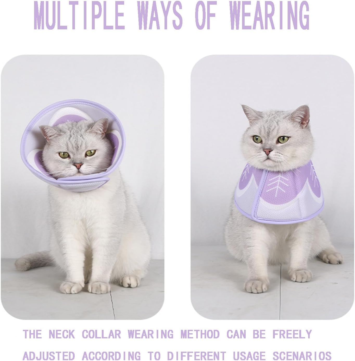 Cat Cone Collar to Stop Licking, Adjustable Elizabethan Collars, Soft Pet Recovery Collar for Kitten, Breathable Mesh Cat Cone after Surgery, Cat E Collar Prevent from Scratching Wounds(M) image number 2