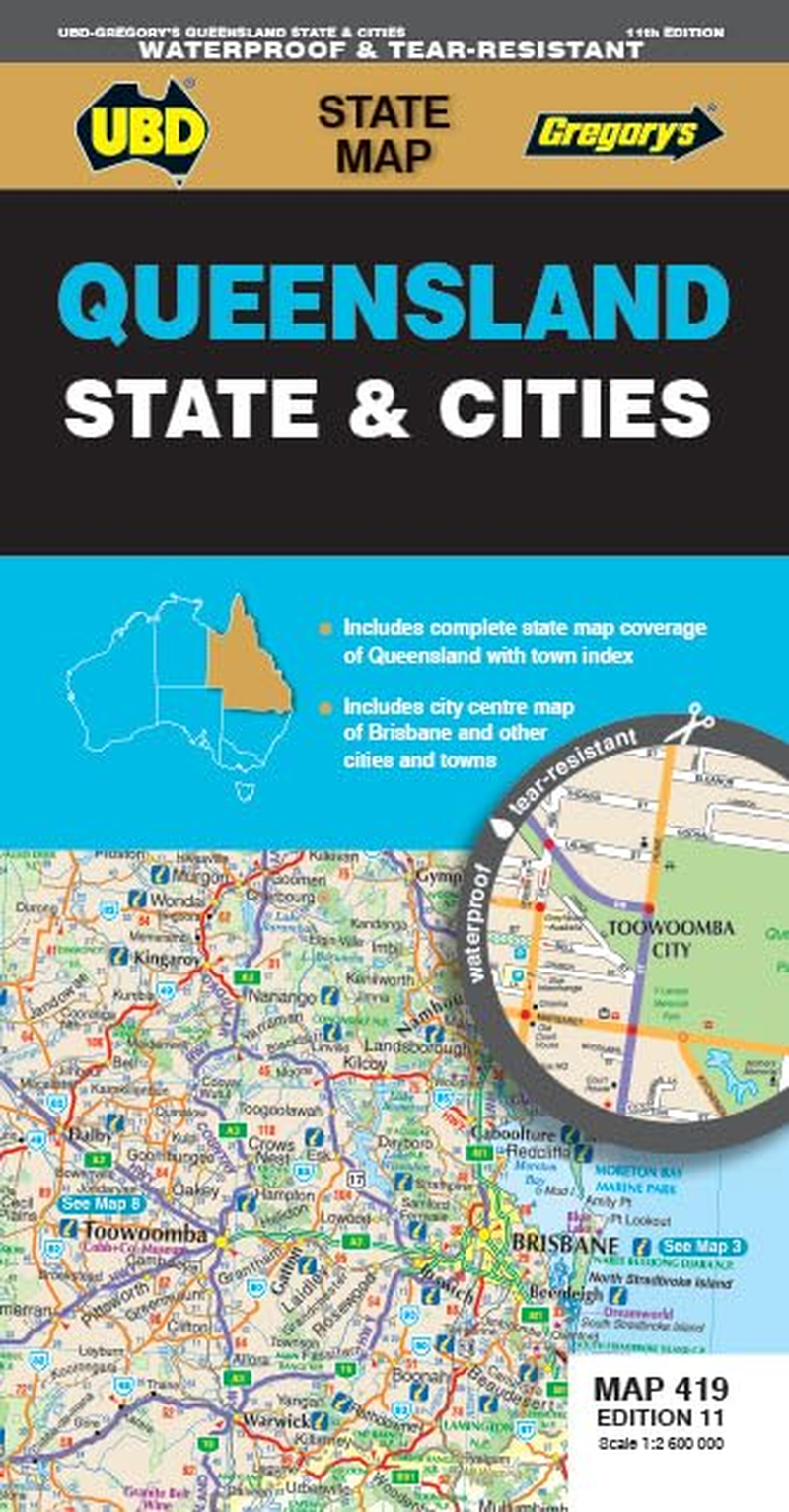 Queensland State & Cities Map 419 11Th Ed (Waterproof)