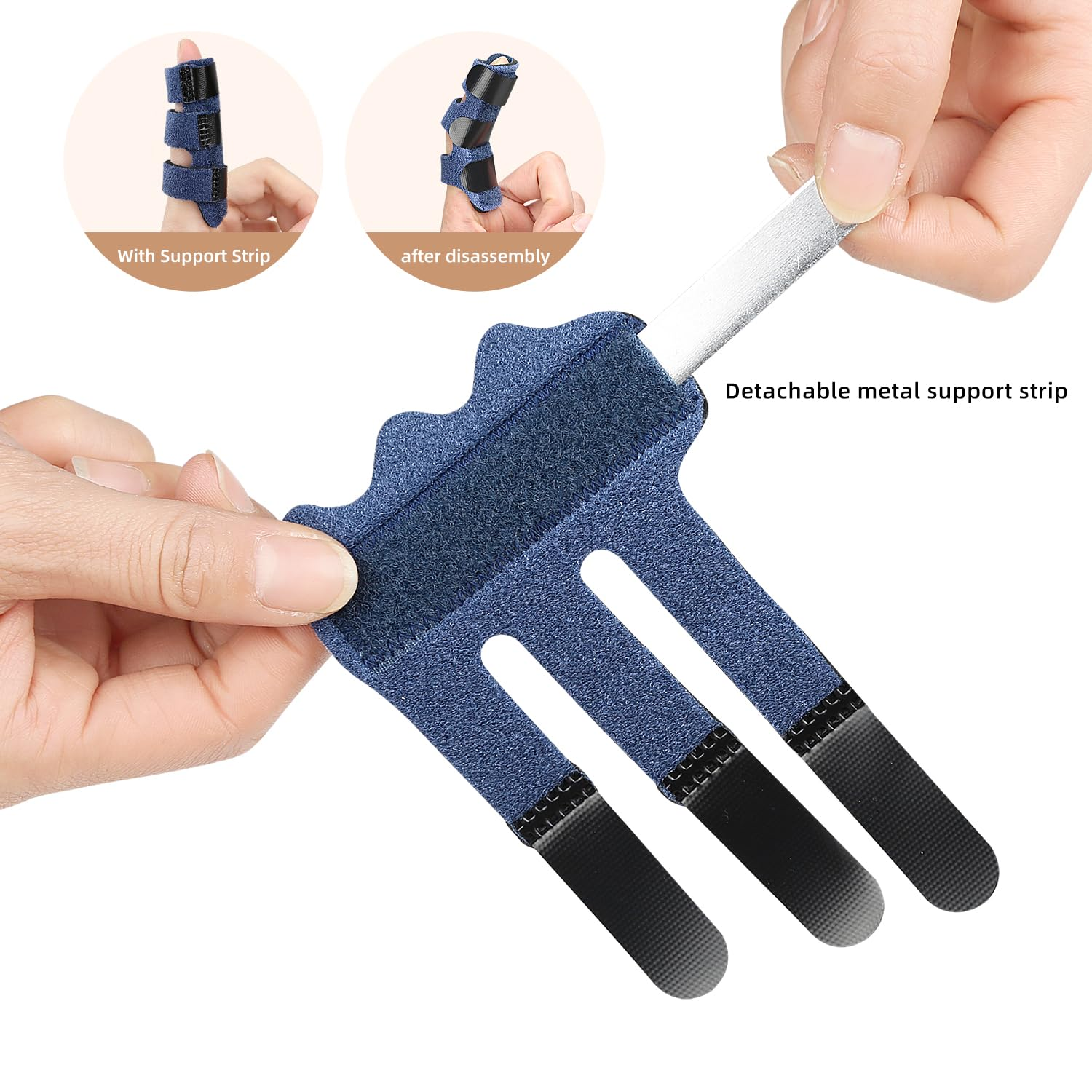 Finger Splint, [4 Pcs ] Upgraded 3 Straps Trigger Finger Brace Support for Arthritis Broken Finger Protection Pain Relief Straighten (Black)