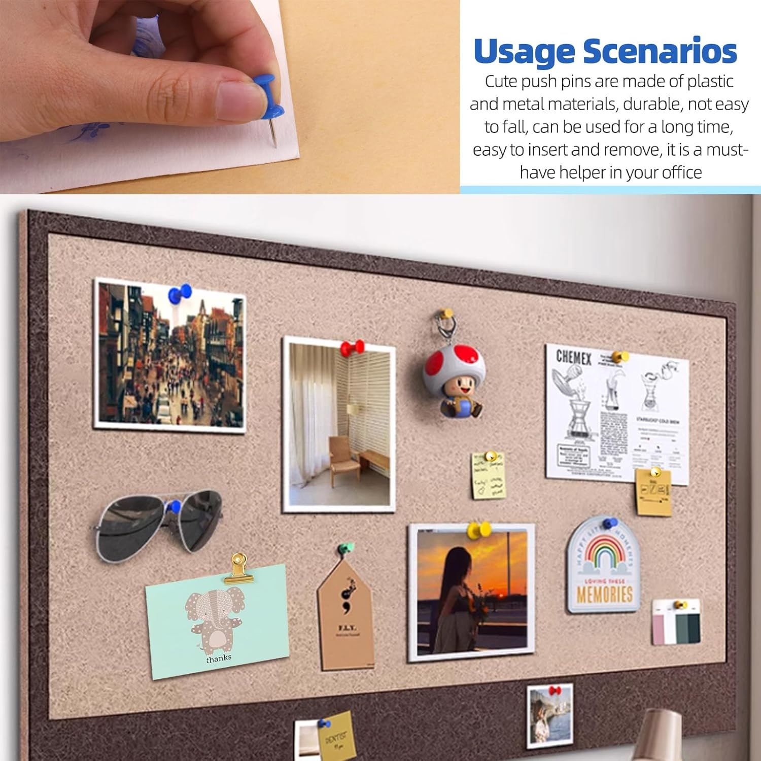 Glarks 310Pcs 5 Styles Rose Gold Push Pins Set, Thumb Tacks Decorative Push Pins for Bulletin Board Decorations, Artworks, Photos, Craft Projects - Gold image number 4