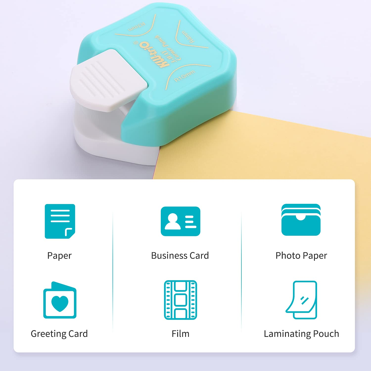 Staright 3-In-1 Corner Rounder Punch R4/R7/R10Mm round Corner Trimmer Cutter for Card Photo Paper Laminating Pouches image number 1