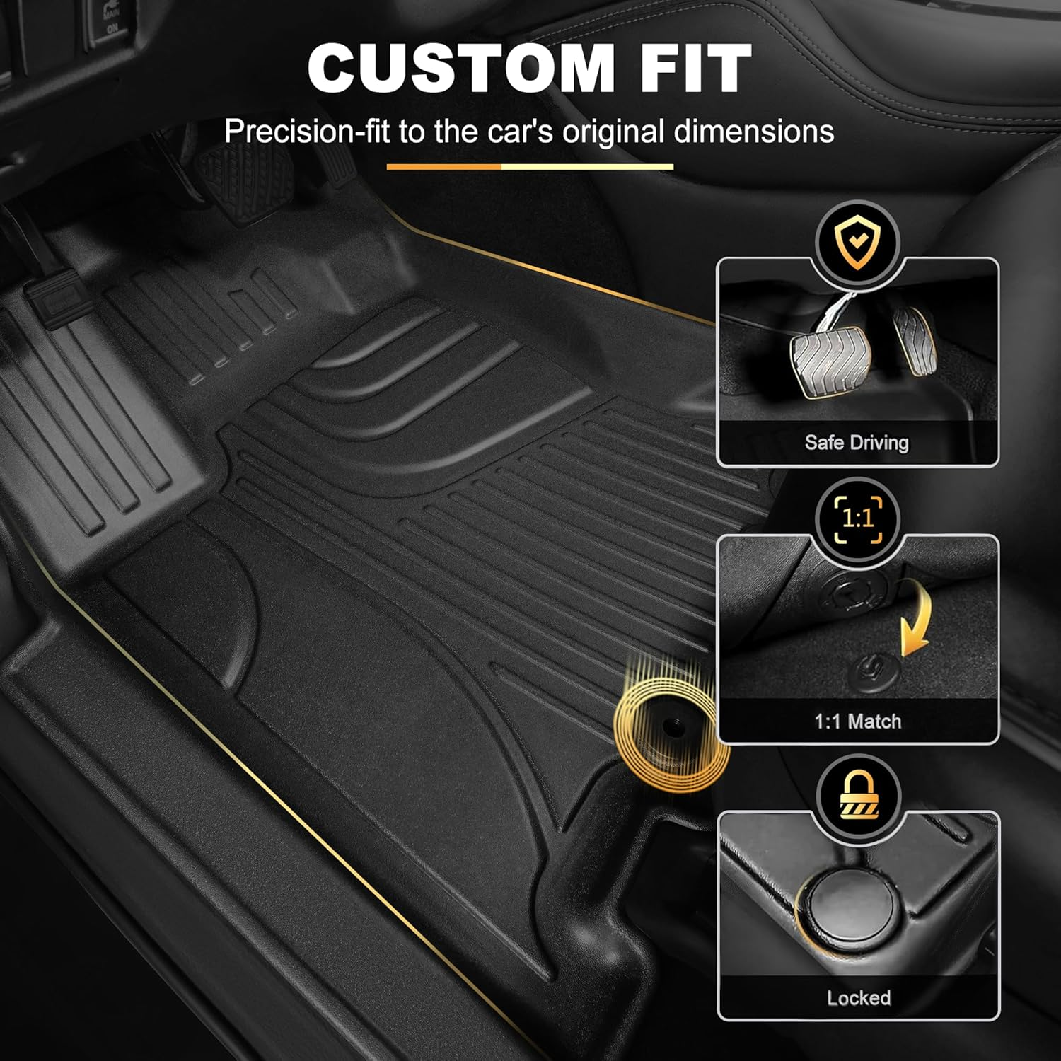 Floor Mats Custom for 2013-2020 Nissan Pathfinder/2014-2020 Infiniti QX60/2013 Infiniti JX35 All Weather TPE Heavy Duty Car Floor Mat Pathfinder Accessories Full Floor Liners Set image number 6