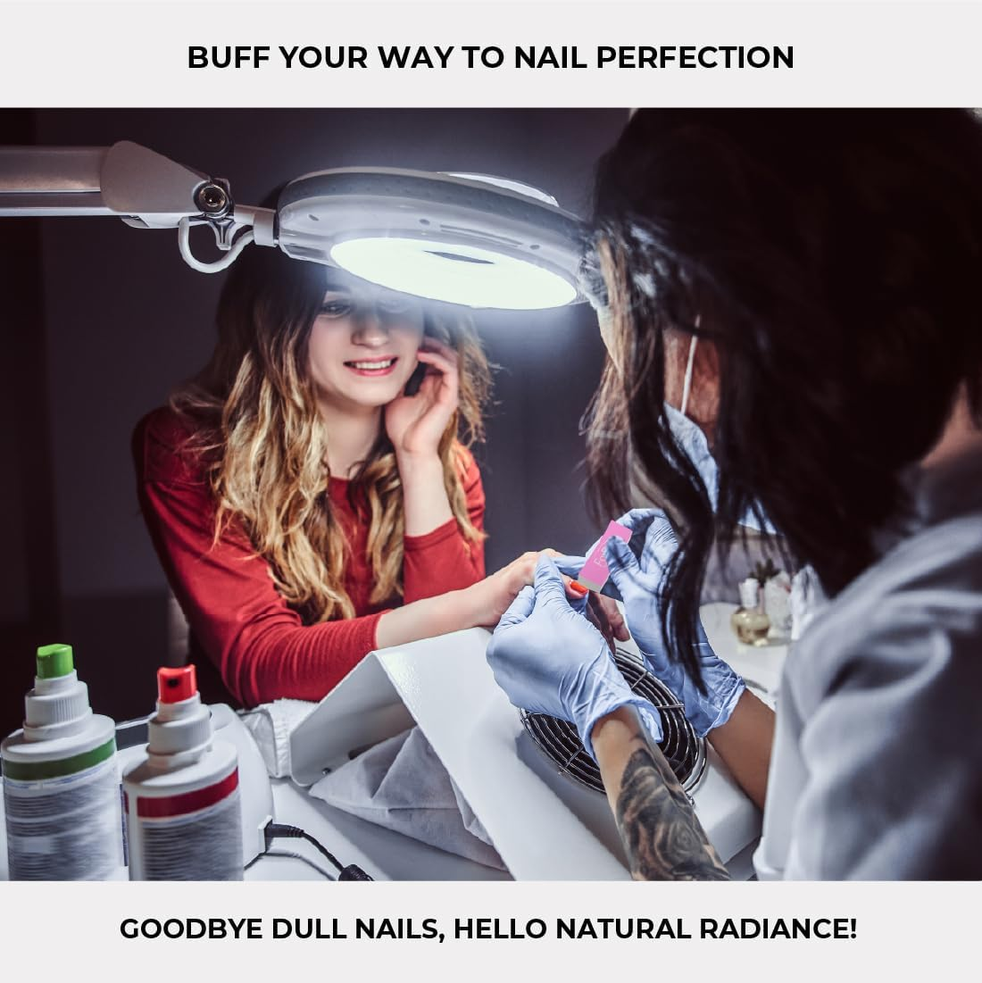 Forpro Sparkle Mini Buffer Sheet, Pre-Cut, Double-Sided Manicure & Pedicure Nail Buffers, Pink 400/White 4000 Grit, 39-Count