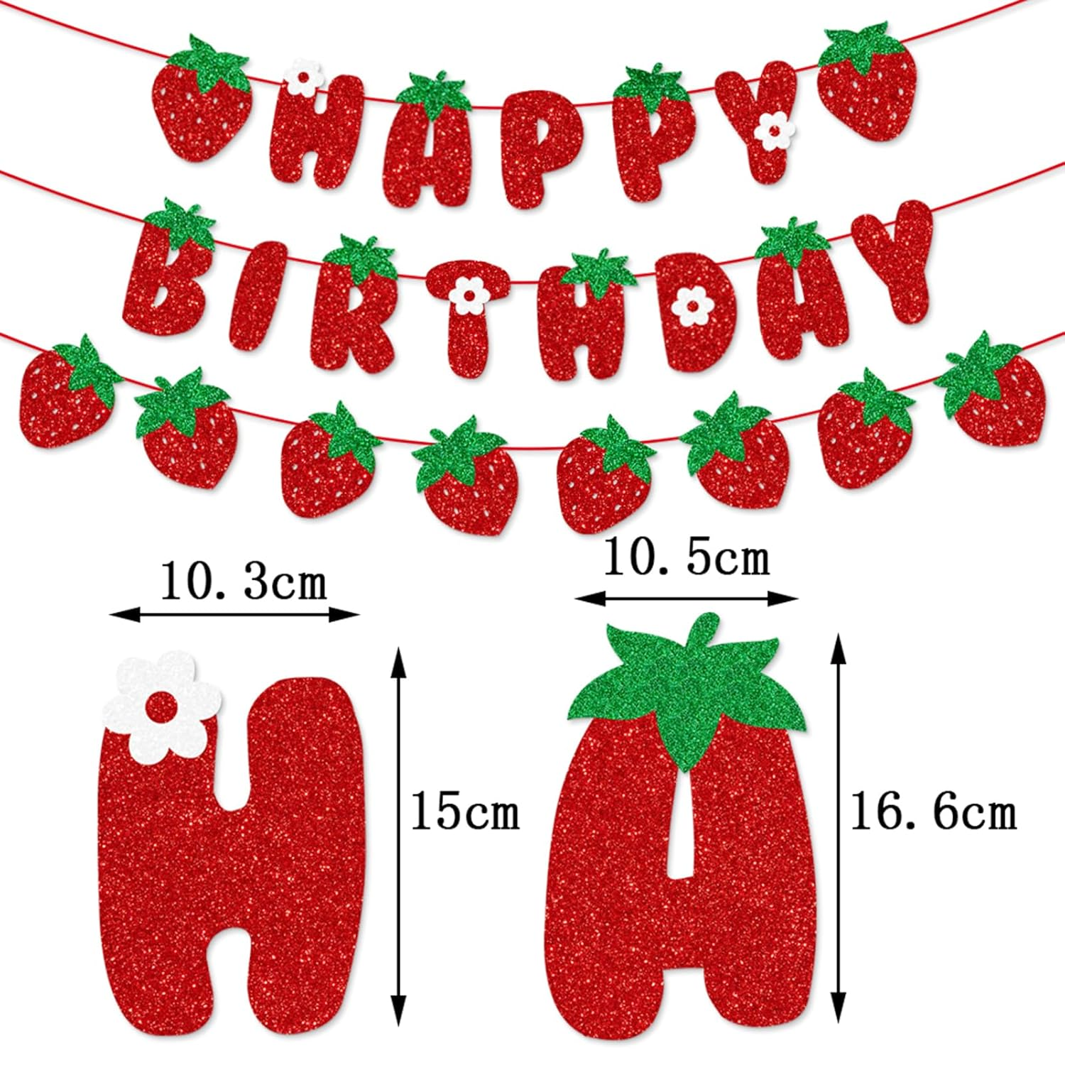 44PCS Strawberry Party Decorations Strawberry Theme Banner Party Kit Birthday Cake Cupcake Toppers Decor for Summer Fruit Themed Party Supplies for Girl Lady Women Birthday