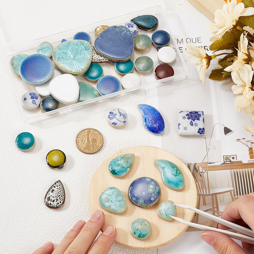 1 Box 200G Broken Ceramic Tile Irregular Mosaic Tiles Bulk Mixed Shapes Colorful Porcelain China Tiles Pieces for DIY Crafts Plates Flowerpots Vases Cups Home Decor Mosaic Arts Supplies image number 4