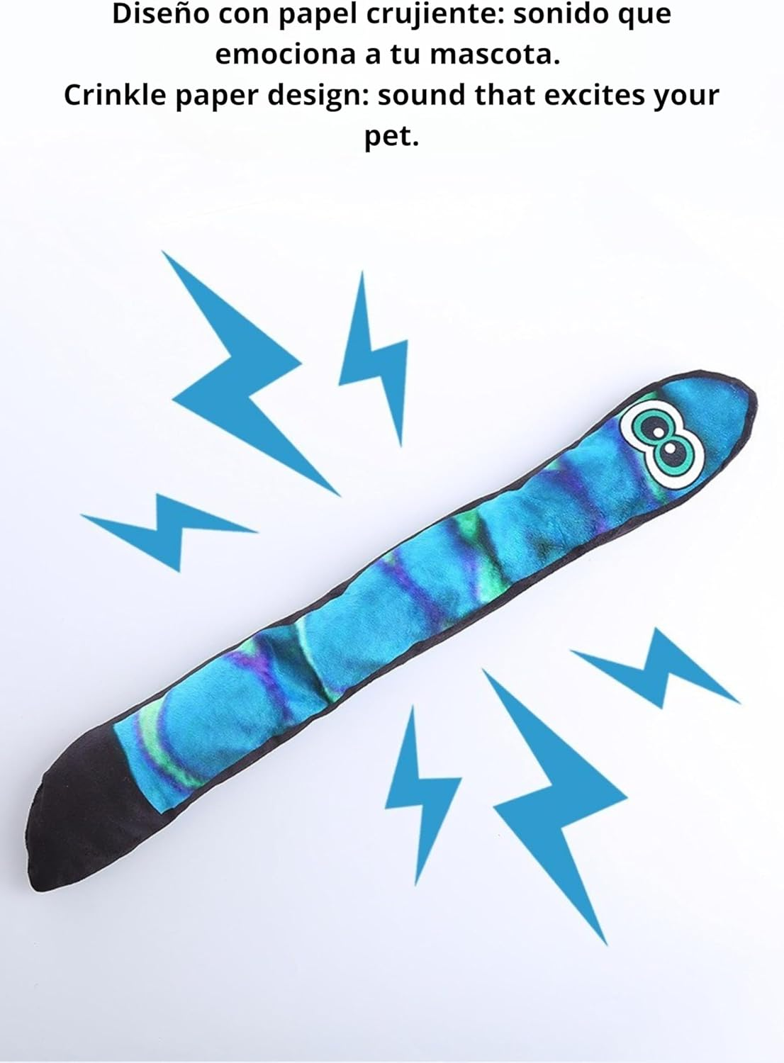 JOME Blue Gradient Big Eyes Snake Soft Toy for Dogs - Integrated Sound and Bite Resistant