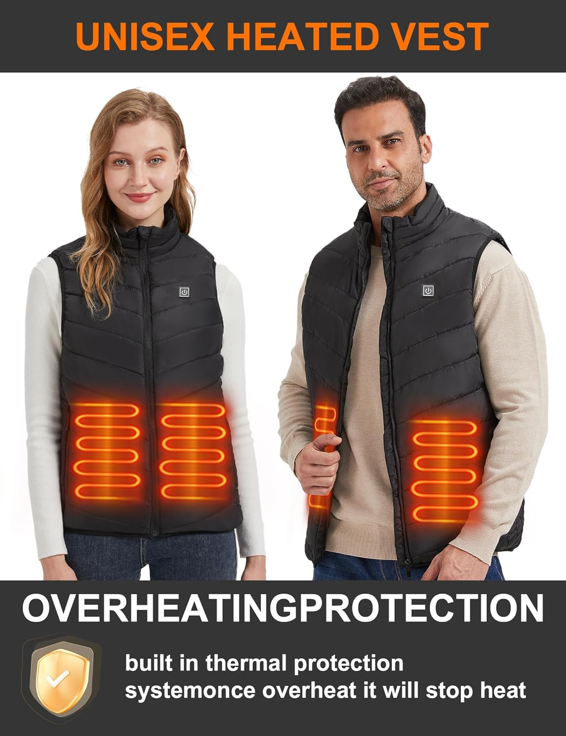 Heated Vest without Battery Pack with 9 Heating Elements,Heated Body Warmer, Electric USB Rechargeable Winter Thermal Vest for Outdoor Riding Camping Hiking image number 5