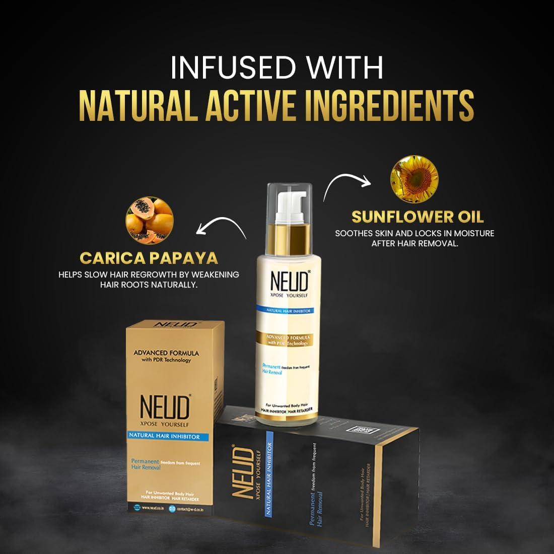 NEUD Permanent Hair Reduction for Unwanted Body and Facial Hair Pack of 2 (80G Each) image number 3