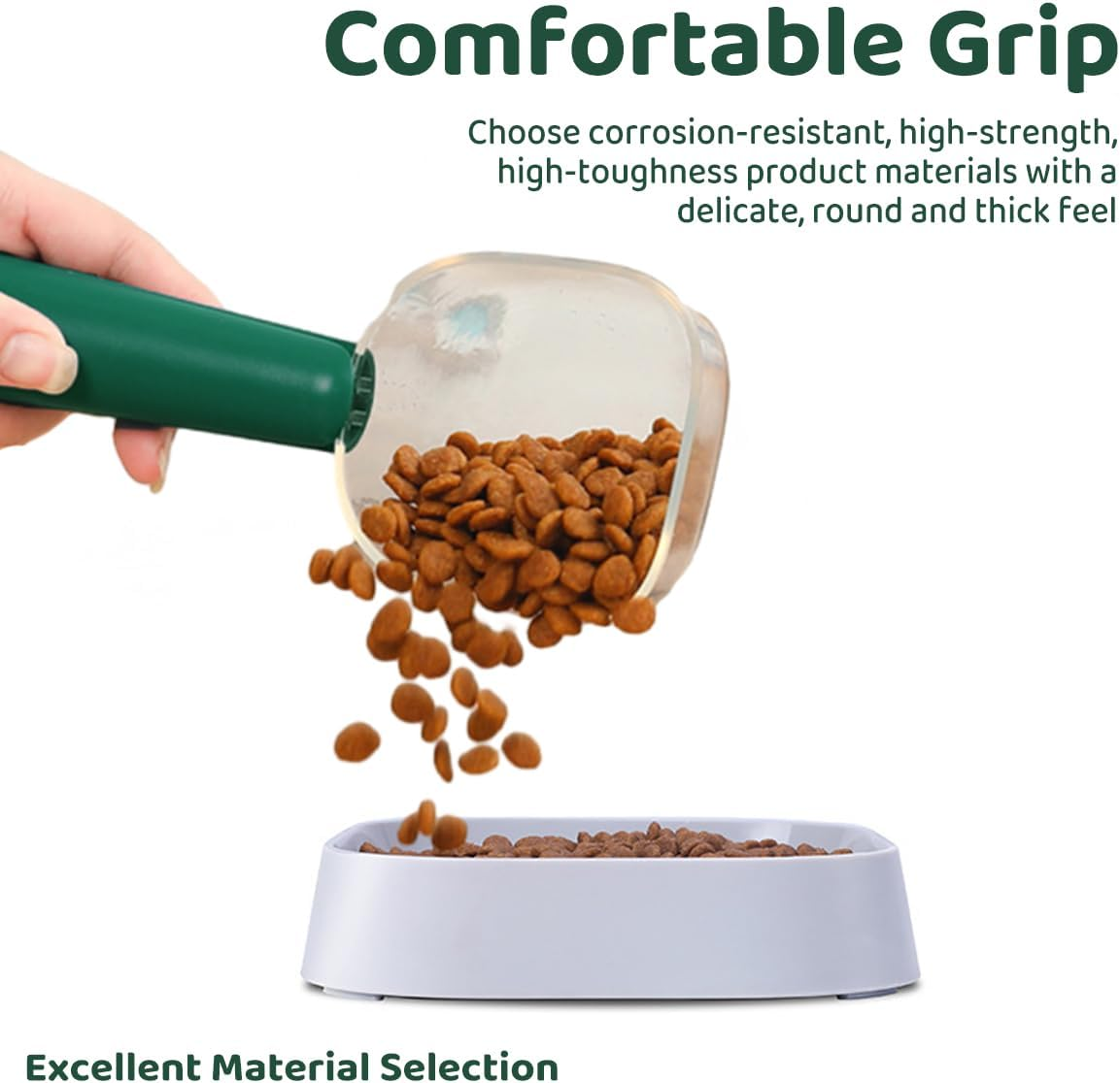 Pet Food Measuring Cup, 2.55&times;7.28In ABS Plastic Dog Cat Feeding Spoon with Built-In Bag Clip, 90-120G Capacity for Precise Daily Feeding