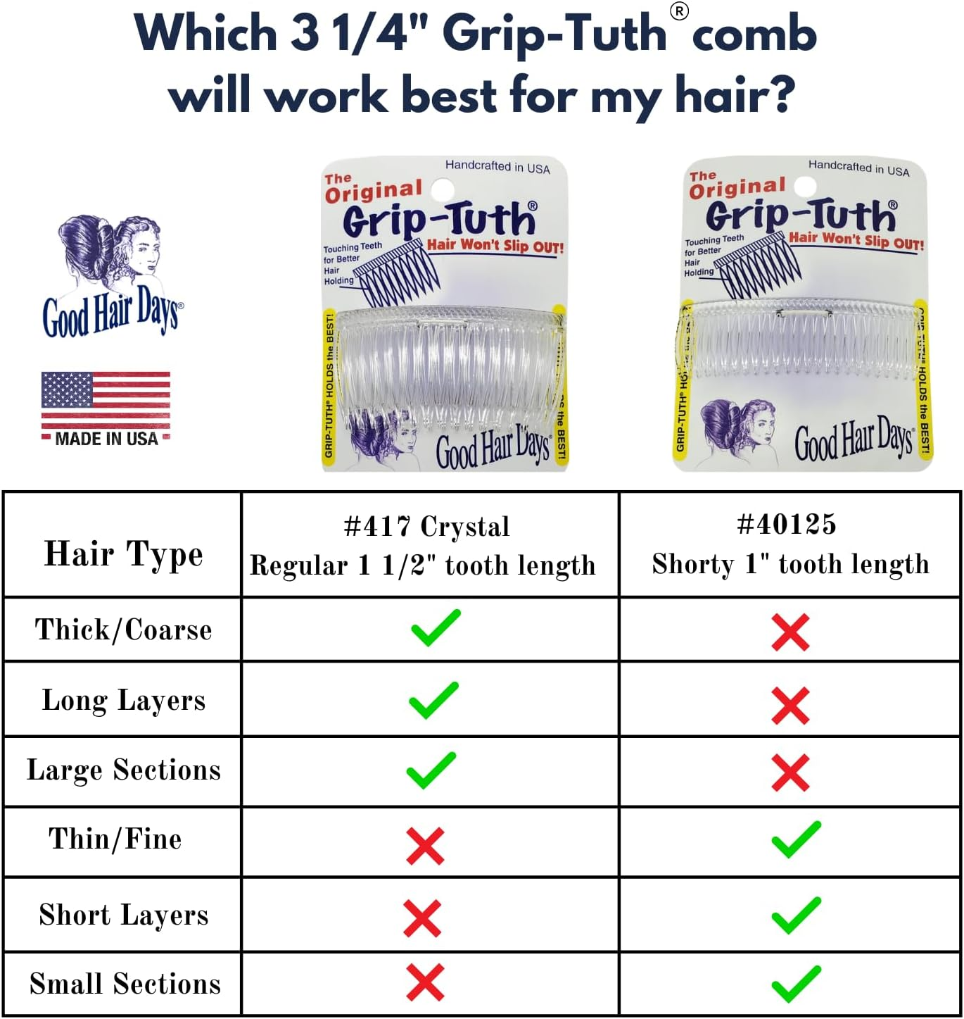 Good Hair Days 3 1/4 Inch Grip-Tuth Shorty Comb - Crystal image number 3