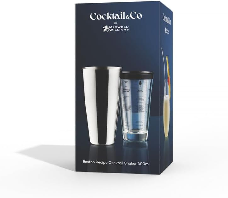 Maxwell & Williams Cocktail & Co Boston Cocktail Recipe Shaker 400ML Gift Boxed image number 4