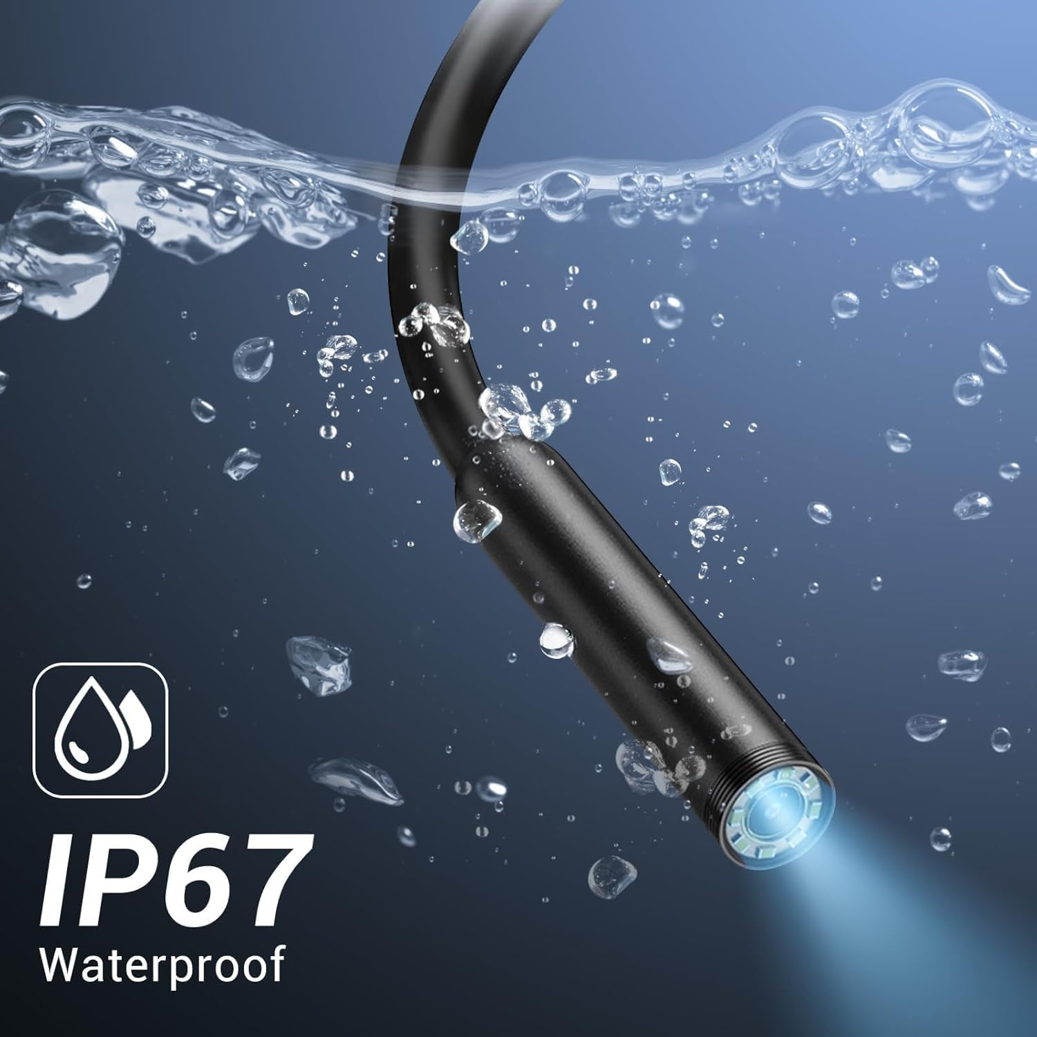 Deraweey Endoscope Camera with Light, Industrial Endoscope, 8Mm 1920P HD IP67 Waterproof Borescope with 8 Adjustable LED Lights, Inspection Camera for Iphone, Ipad and Android Devices（16.5Ft） image number 2