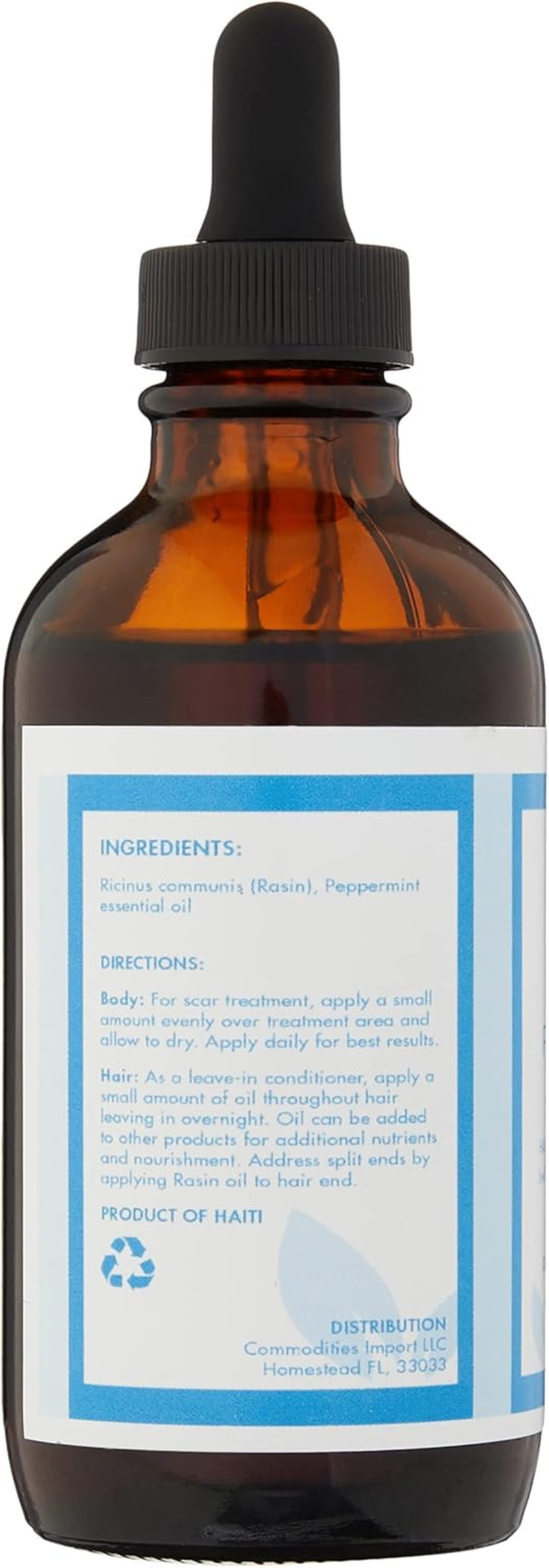 RASIN Haitian Black Castor Oil with Peppermint - Pure Lwil Maskriti, Aceite De Ricino Moisturizing Formula - Helps Strengthen Hair, Skin, Nails - Natural Emollient, Moisturizer image number 6