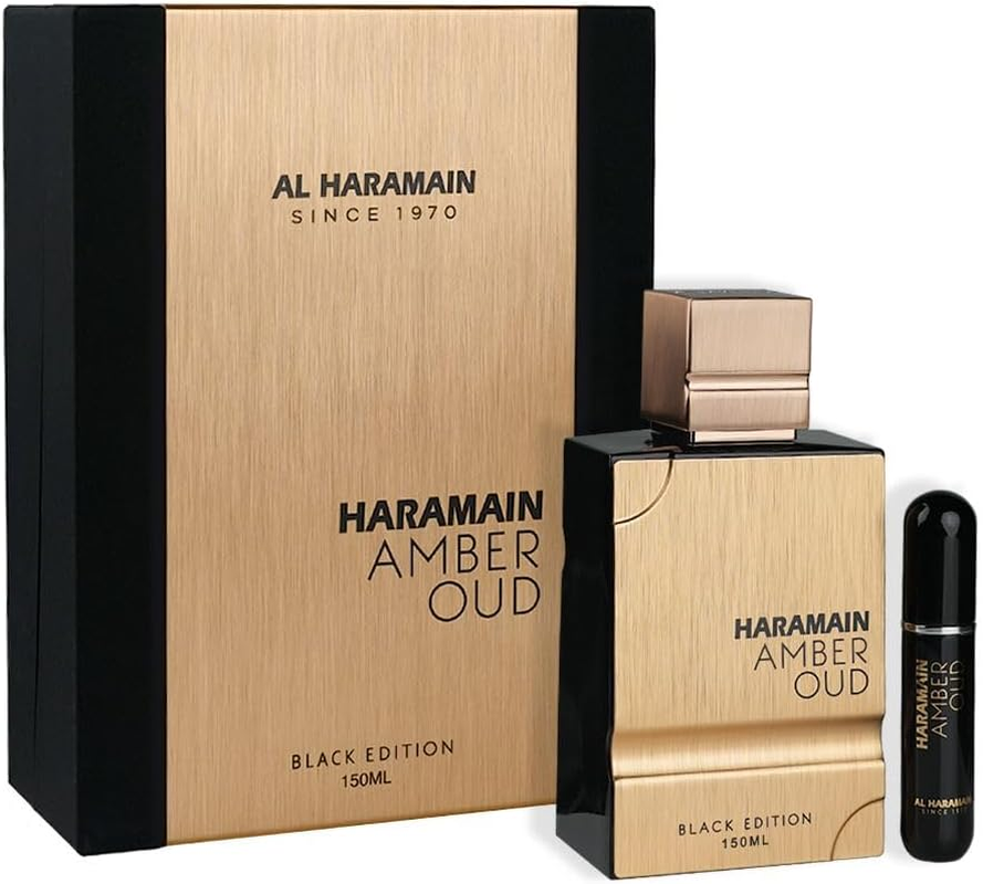 Al Haramain Al Haramain Amber Oud Black Edition Gift Set Eau De Parfum Spray + 0.34 Oz Refillable Spray 150Ml/5Oz