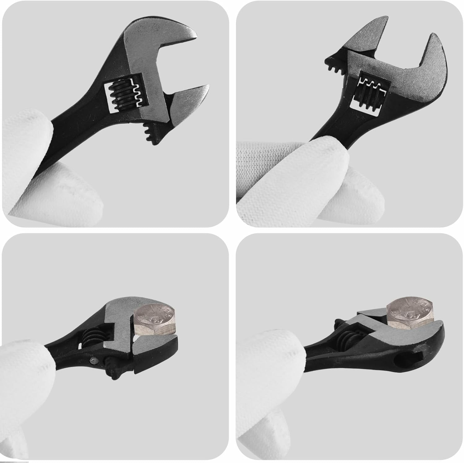 Mini Wrench SENRISE Adjustable Spanner Small Jaw Spanner Wrench Monkey Wrench for Repairing Black (4" 100Mm) image number 6