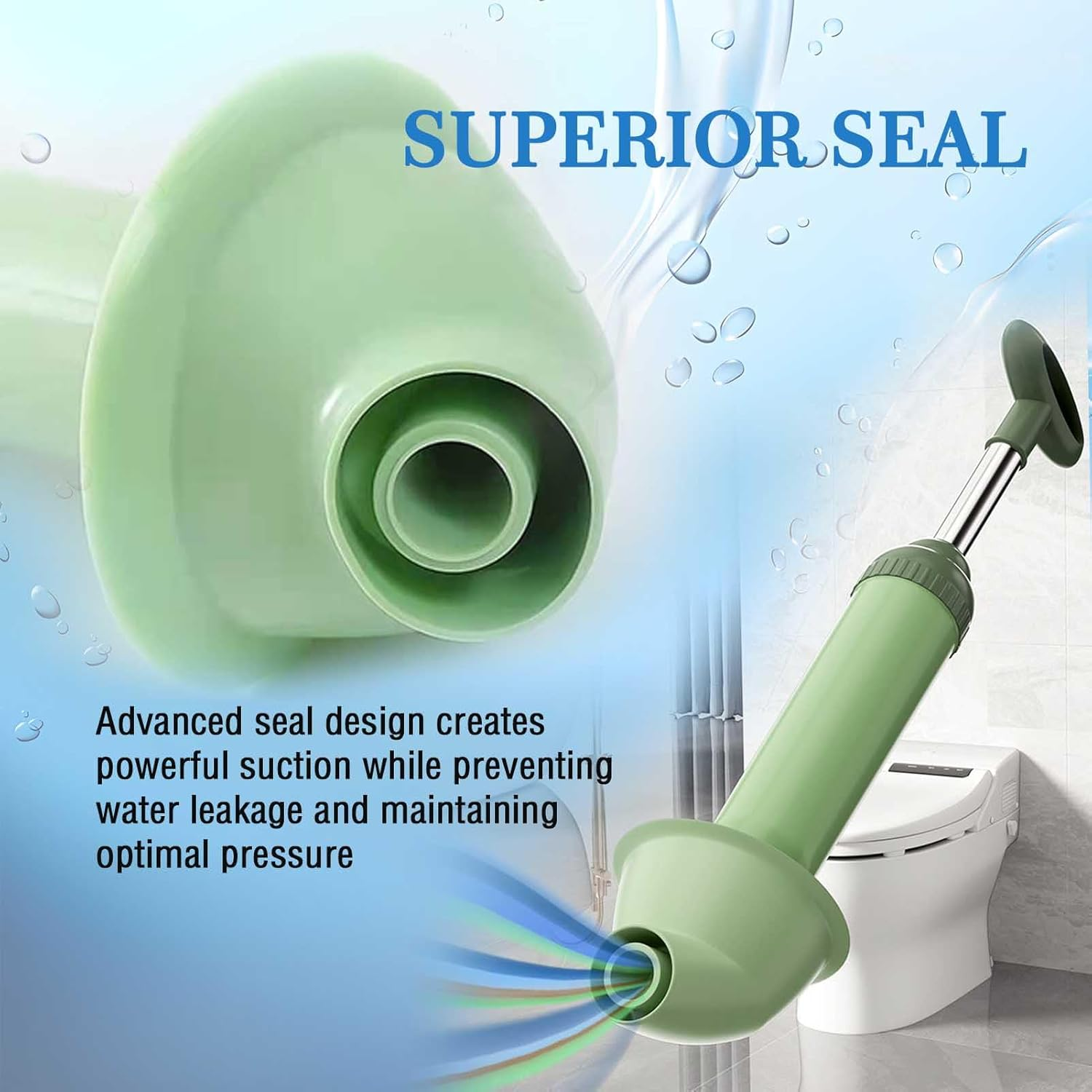 Professional Toilet Plunger, High Pressure Unclogger with Curved Head Design, Small and Powerfull, Commercial & Residential Use image number 6
