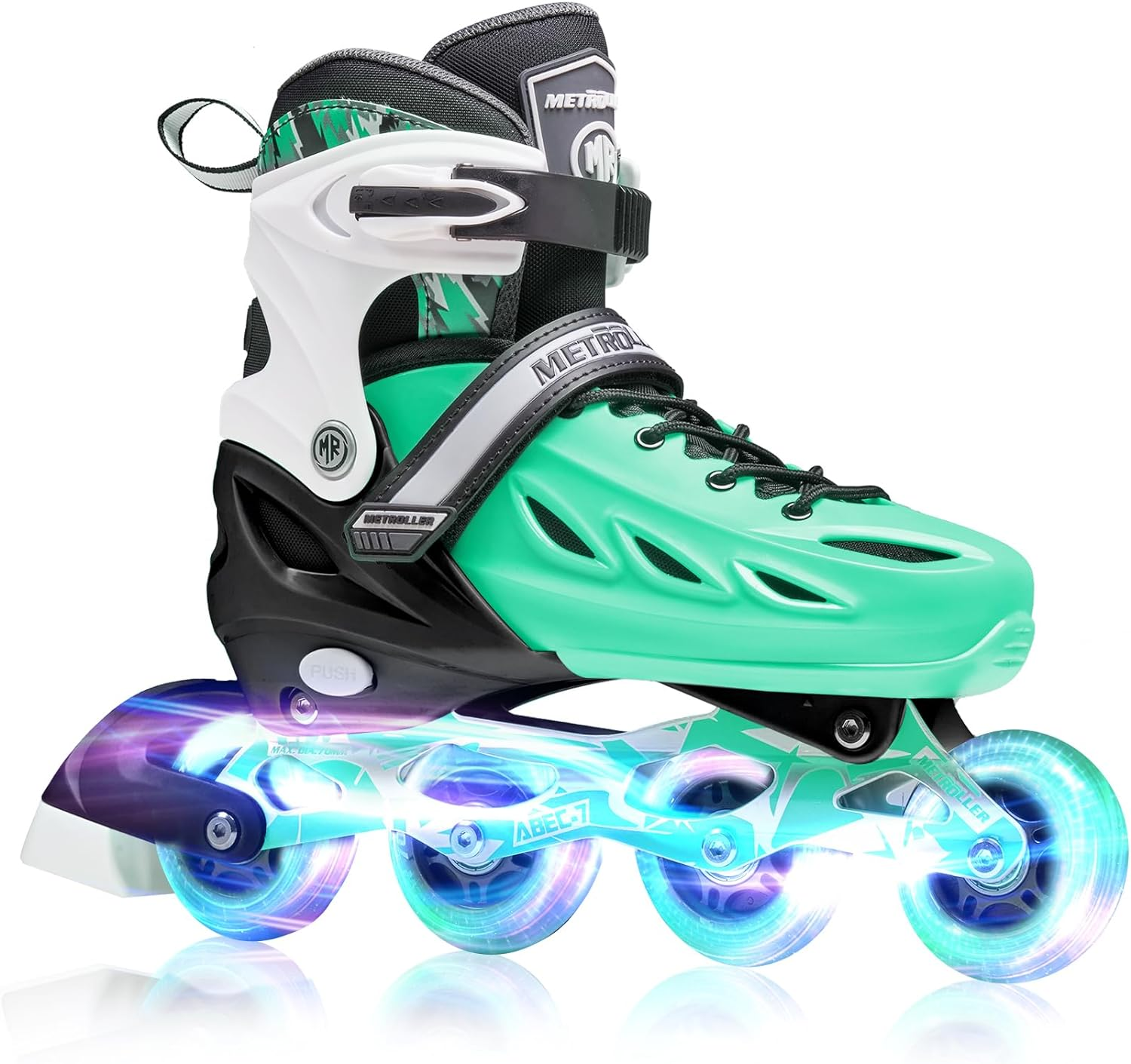 METROLLER Inline Skates for Girls and Boys, Women, Men 4 Sizes Adjustable Roller Blades with Light up Wheels, Illuminating Beginner Rollerblades for Kids & Adult Youth
