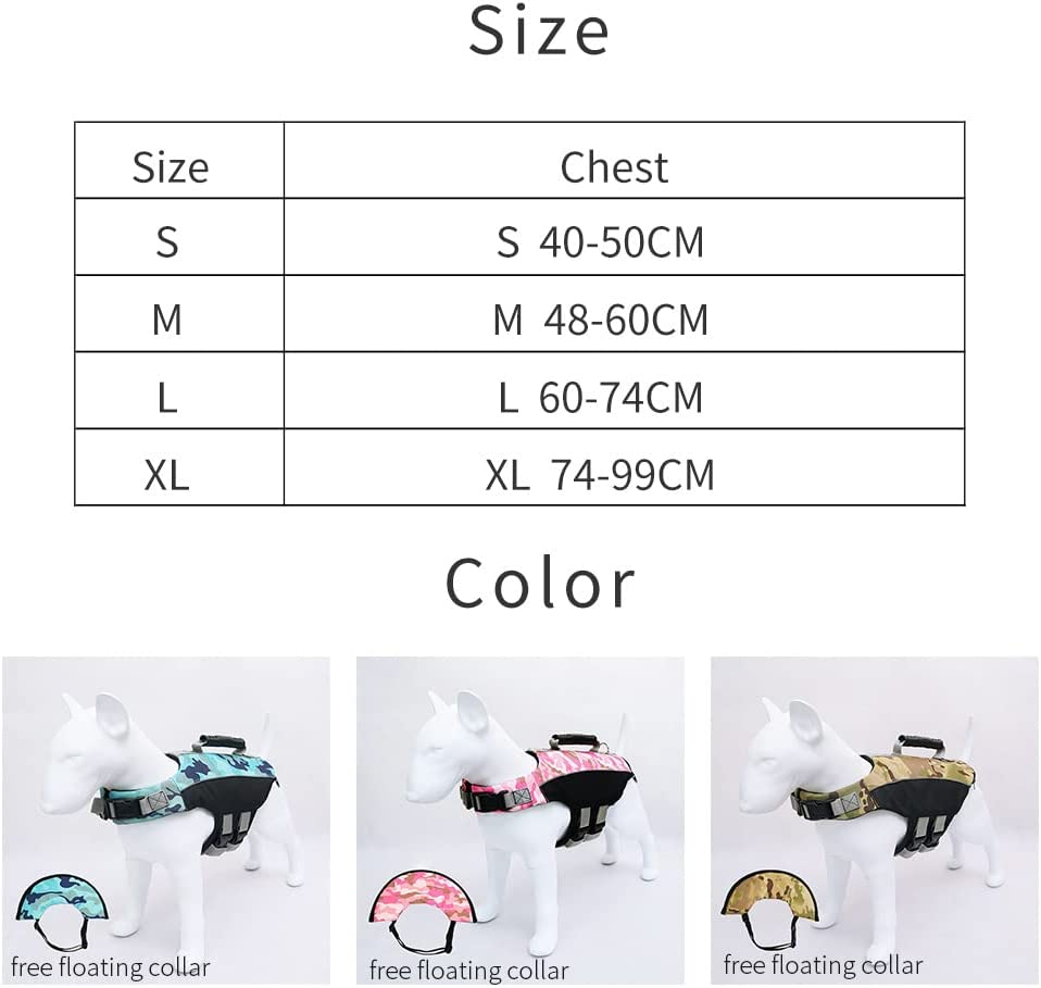 Dog Life Jacket Pet Swimwear Floating Safety Vest Buoyancy Aid Harness Swimming Swimsuit Puppy Vocation Summer Adjustable Pool Camo Green M image number 3