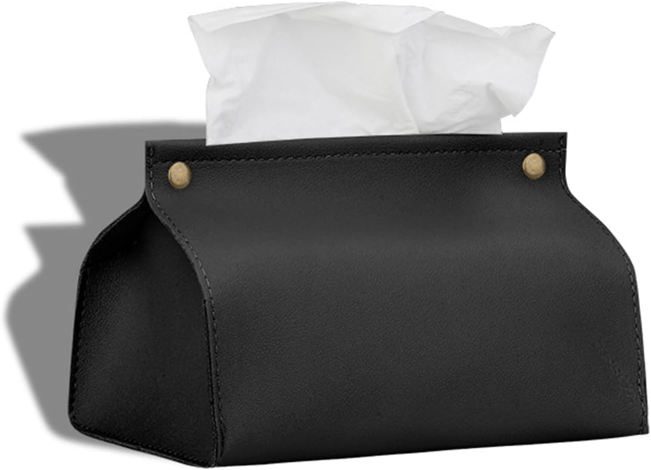 Leather Tissue Box Cover Holder, Refined Modern PU Leather Tissue Box Holder Rectangular Tissue Box Covers for Kleenex, Napkin,Organizer Tissue Holder for Bathroom Car Home Office image number 6