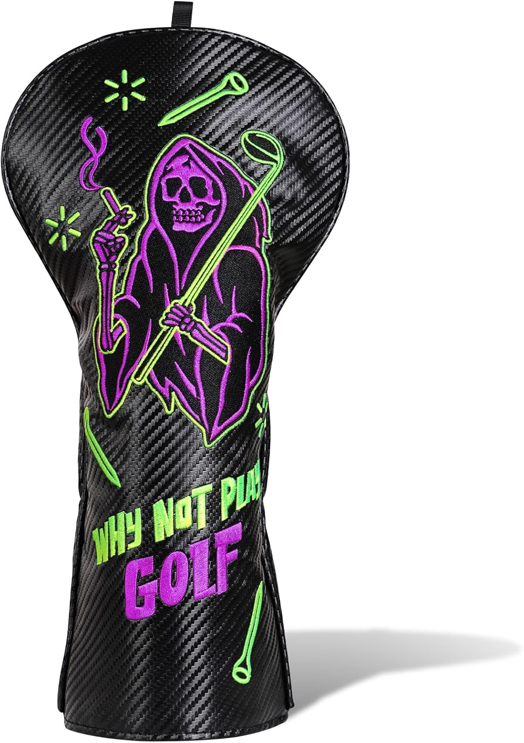 Golf Headcovers - Funny Golf Club Covers - Tour Grade PU Leather - Golf Driver Headcover, Waterproof, Soft Lining Golf Gift Birthday Gifts Grim Reaper Death Golf