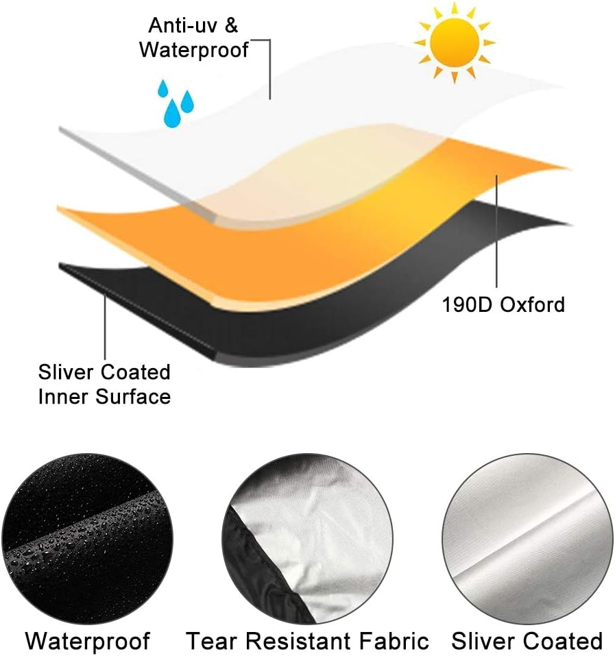 Waterproof Mobility Scooter Cover, Black Heavy Duty 190D Oxford Scooter Cover,4 Wheel Power Scooter Travel Storage Cover to Prevent Rain Wind Dust Sun Fits for Most Mobility Scooter (170*61*117Cm) image number 5