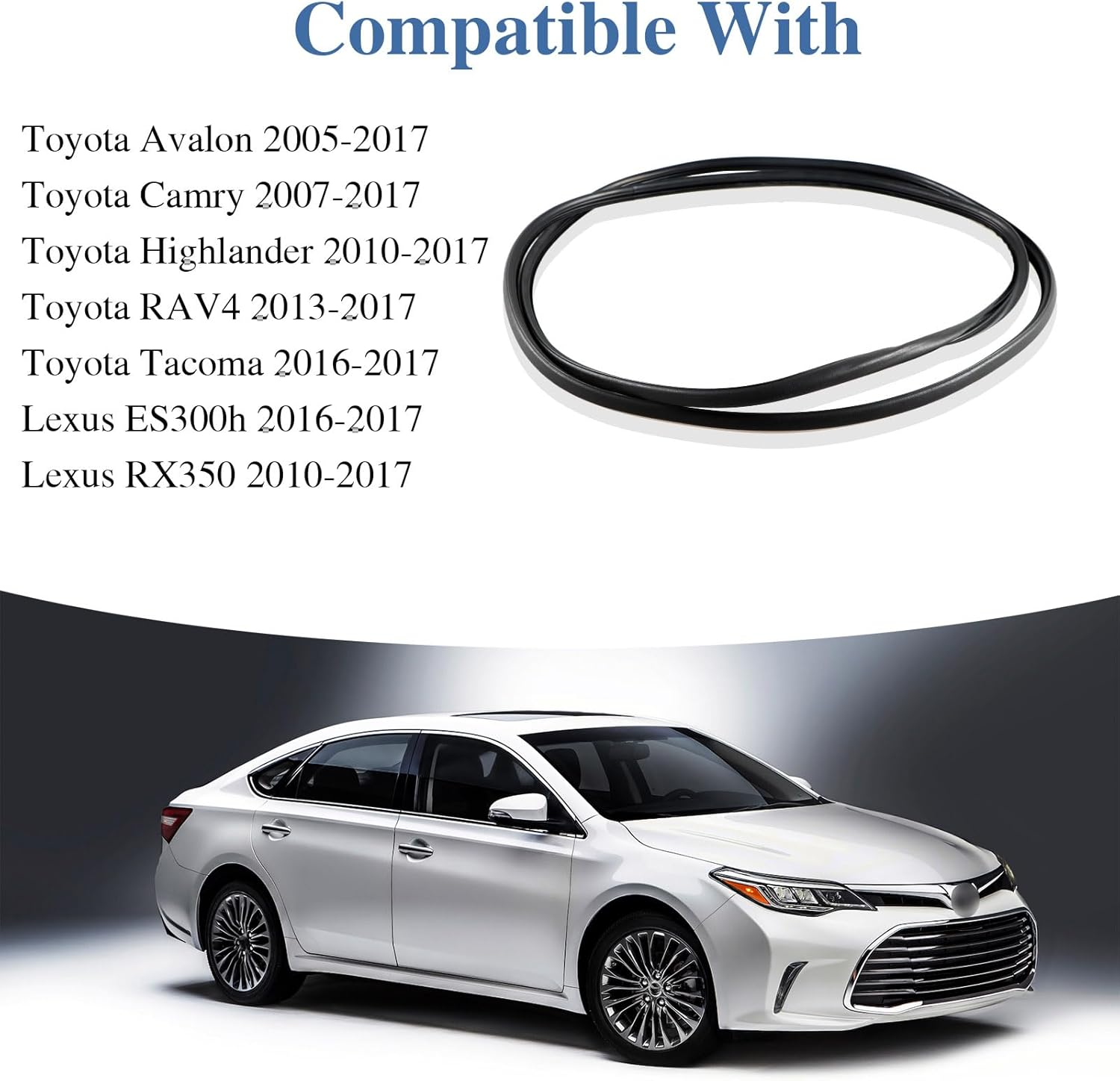 FUSCH Sunroof Glass Seal Sliding Roof Weatherstrip Seal Compatible with Toyota Avalon Camry Highlander RAV4 Lexus Es300H RX330 RX350 Rx450H Replace # 63251-0E020 63251-0E010 image number 5