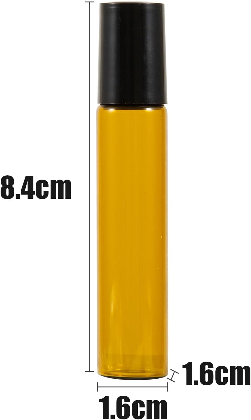 JDFHFGB 10 Pcs 10Ml Amber Glass Essential Oil Roller Bottles, Anti-Uv & Leak-Proof Refillable Roll-On Containers with Stainless Steel Balls, Lids, for DIY Aromatherapy, Perfume & Travel Use image number 5