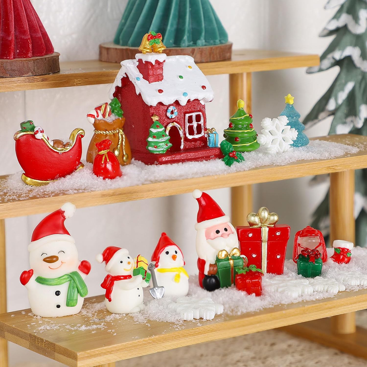 Lulu Home 12 PCS Cupcake Toppers, Small Cupcake Picks Shaped in Santa Snowman Gift Bag Christmas Tree Sleigh for Xmas Holiday Party Decor Supplies image number 2