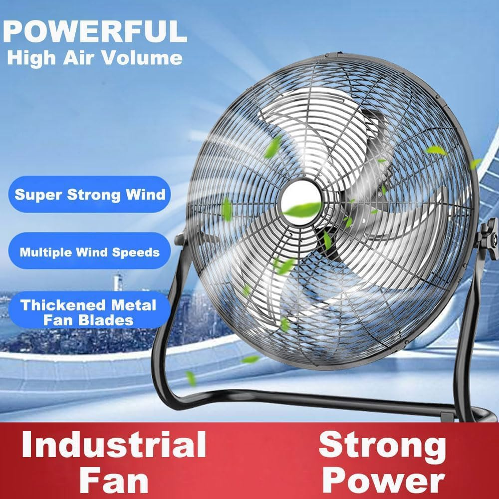 Floor Fan Industrial Fan 16-Inch High-Velocity Pure Copper Motor with 4 Speeds 130 Degree Adjustable Tilt Ideal for Home or Restaurant or Garage or Workshop image number 6