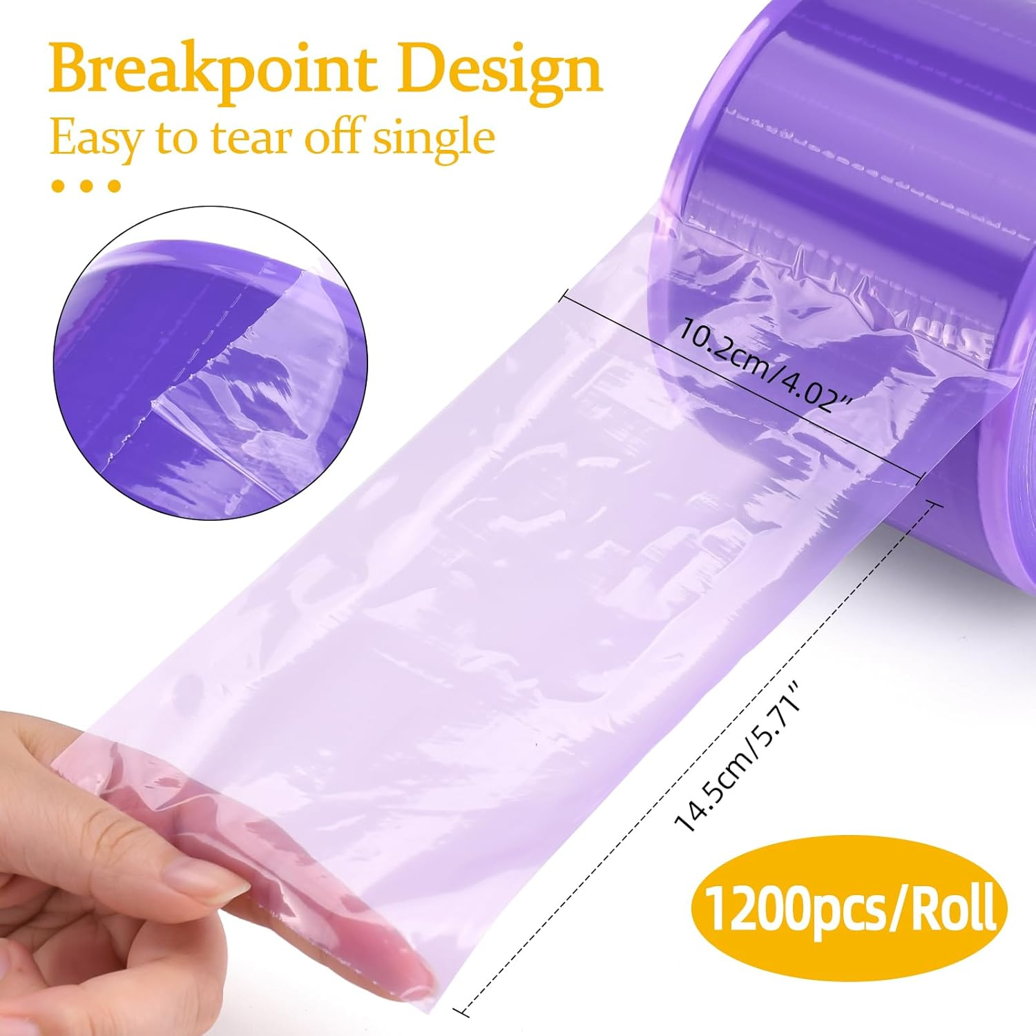 BAMTTOO 1200Pcs Barrier Film Roll Disposable Tattoo Barrier Film Dental Barrier Film Perforated Adhesive Barrier Tape Sheets Tattoo Supplies (Purple) image number 4