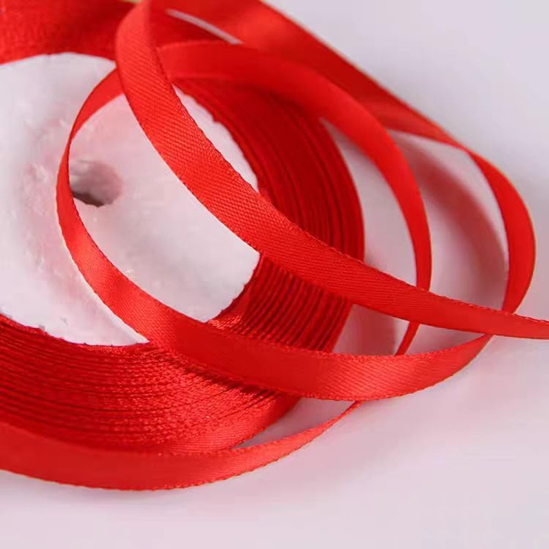 Red Ribbons for Crafting Christmas Ribbon for Hair Satin Ribbon Silk Ribbon for Gift Wrapping Hair Ribbons for Women 3/8 Inch X 25 Yards image number 4