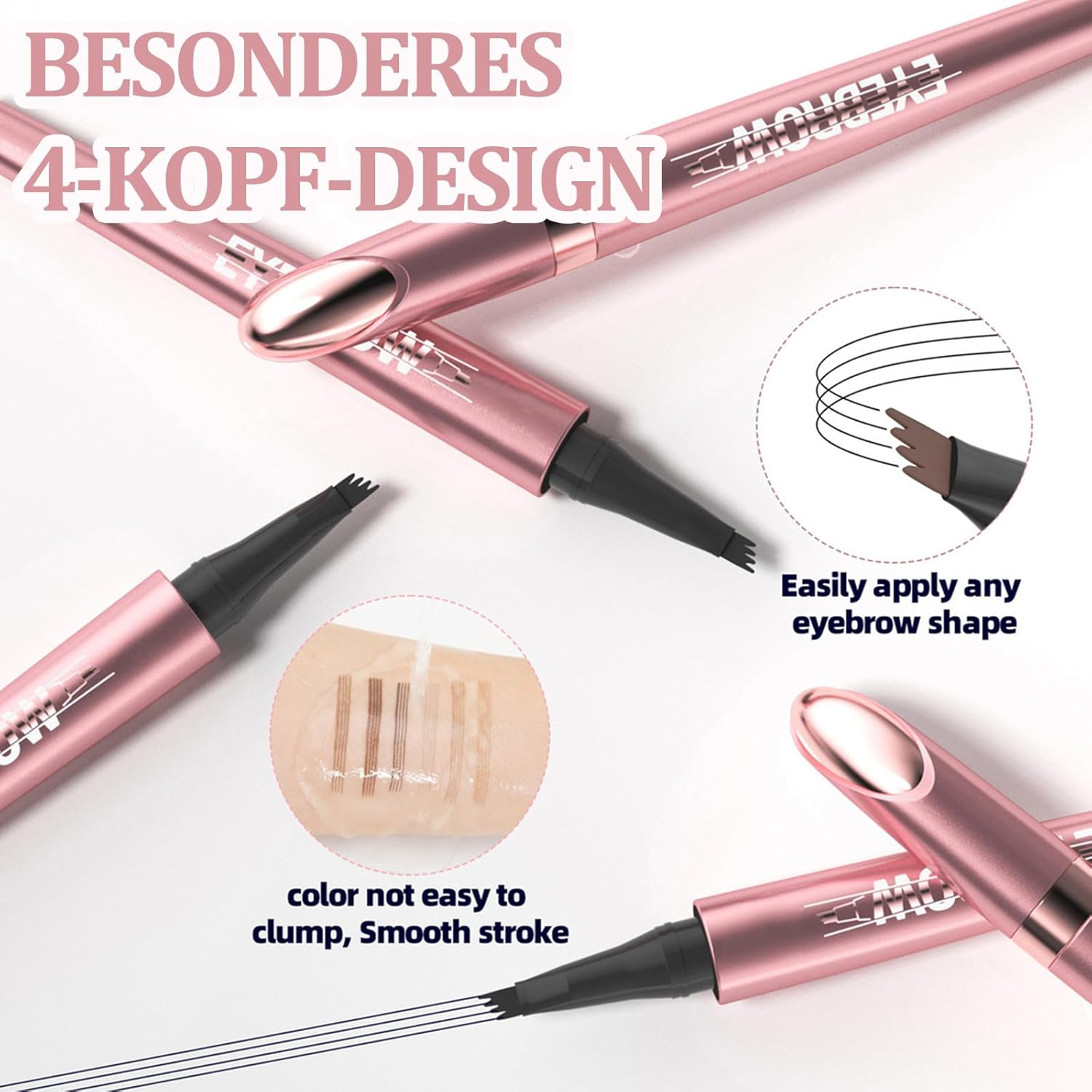 3D Waterproof Microblading Eyebrow Pencil with 4 Micro Fork Tips, Long-Lasting & Waterproof Brow Pencil Creates Effortless Natural Looking Brows (Natural Brown, 1 Piece) image number 1