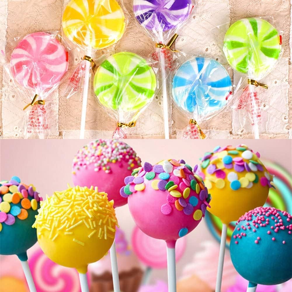 Cake Pop Sticks and Wrappers Kit,100Pcs Parcel Bags, Papery Treat Sticks, 100Pcs Colorful Metallic Twist Ties for Making Lollipops, Cake Pops, Candies, Chocolates and Cookies image number 2